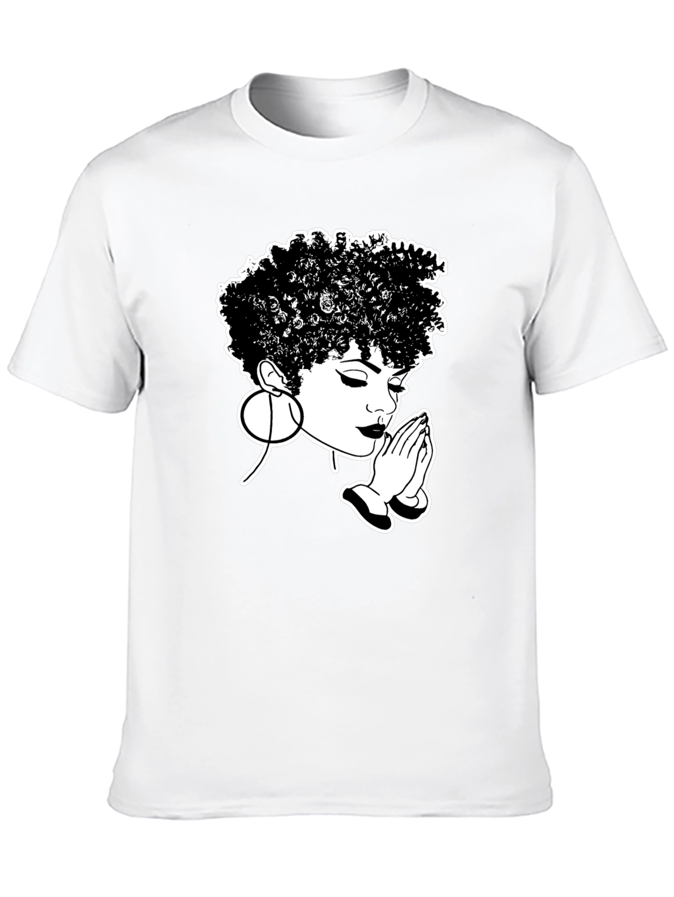 Praying Woman Graphic Tee - Stylish Black T-Shirt