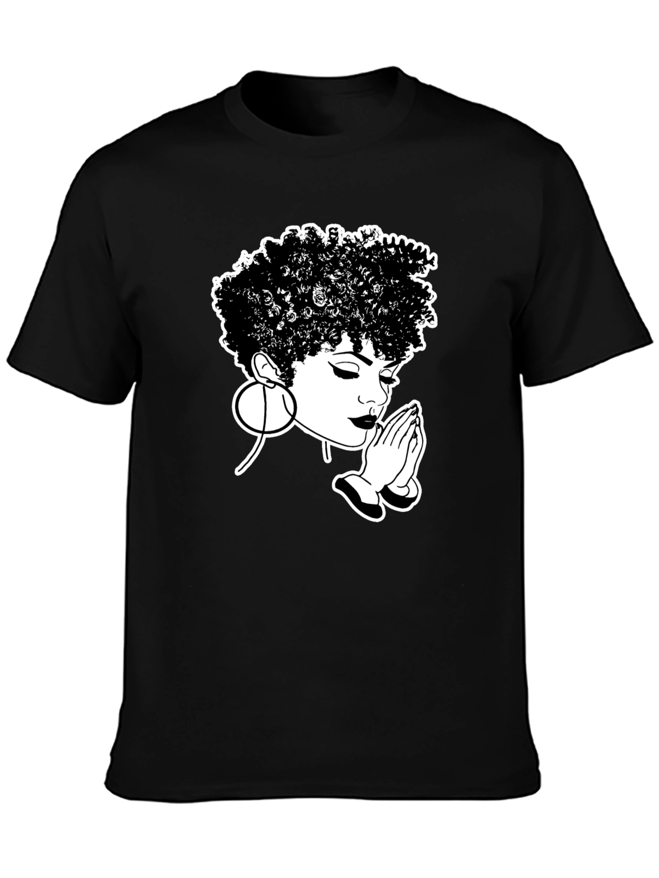 Praying Woman Graphic Tee - Stylish Black T-Shirt
