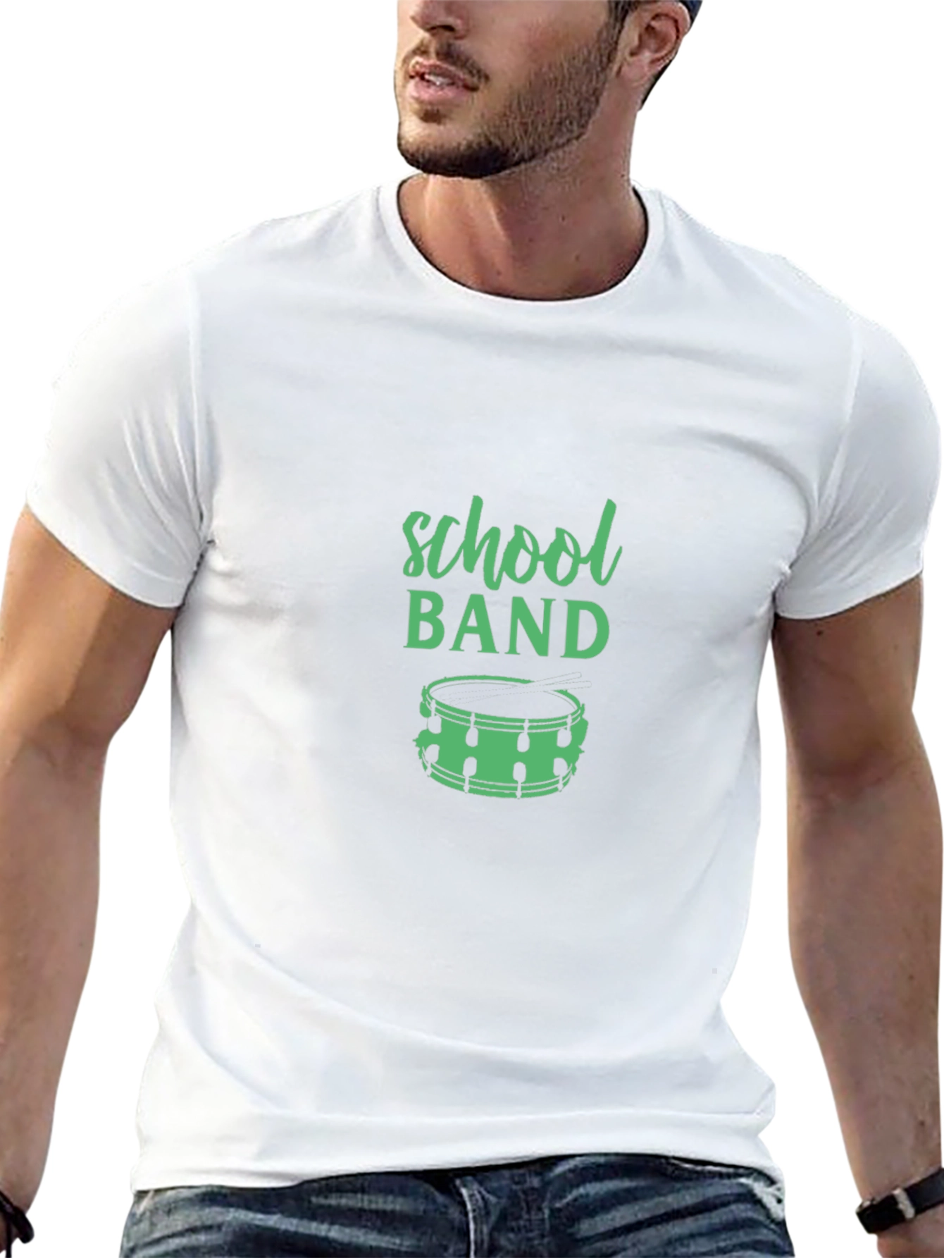 School Band Drummer Graphic Tee - Black
