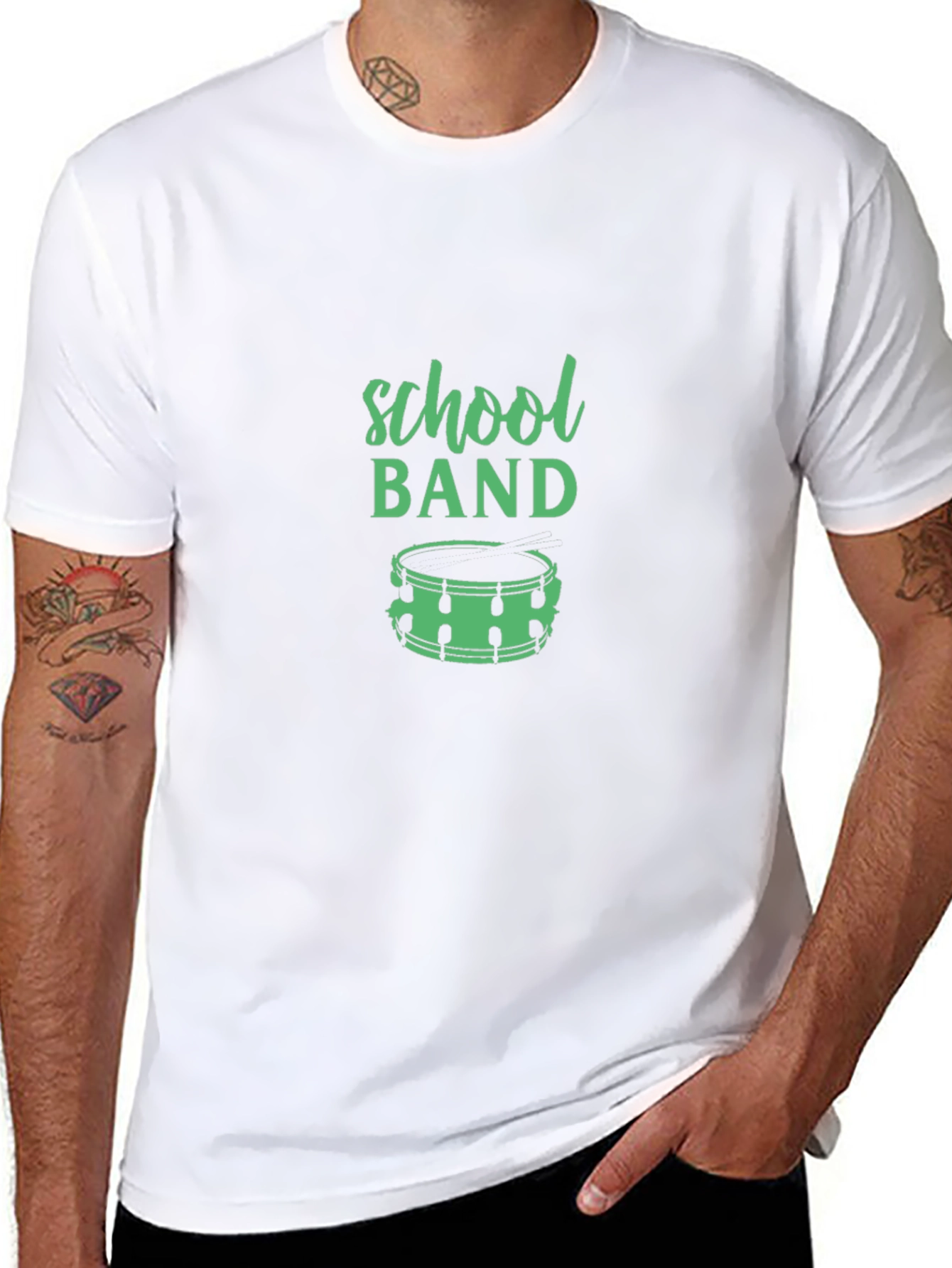 School Band Drummer Graphic Tee - Black