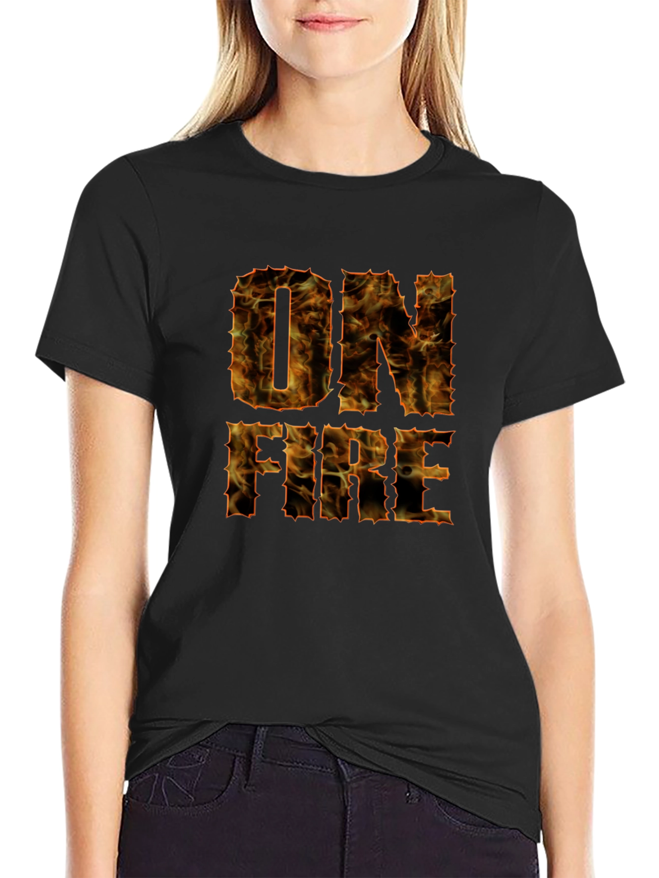On Fire Graphic T-Shirt - Bold Flame Design