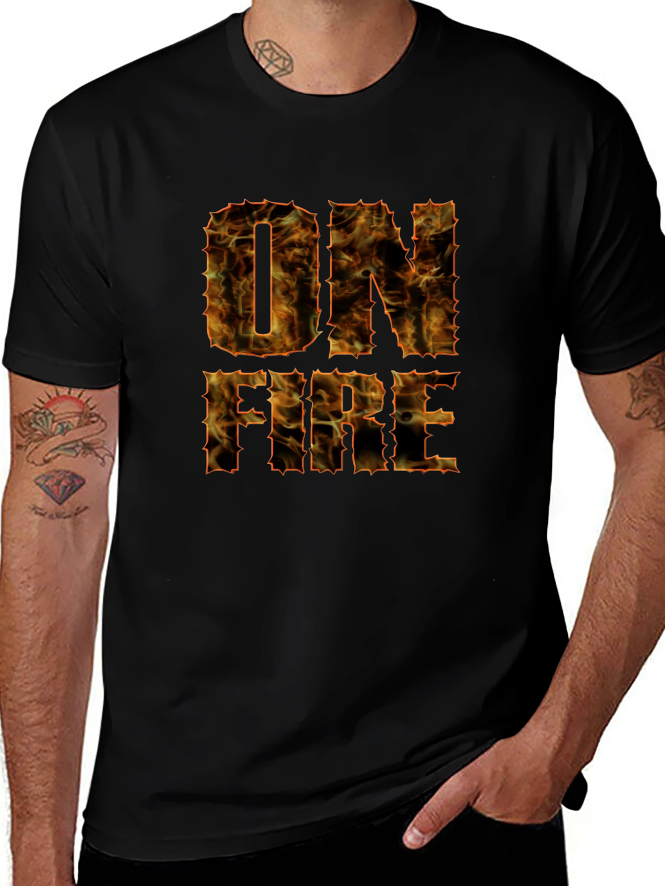 On Fire Graphic T-Shirt - Bold Flame Design