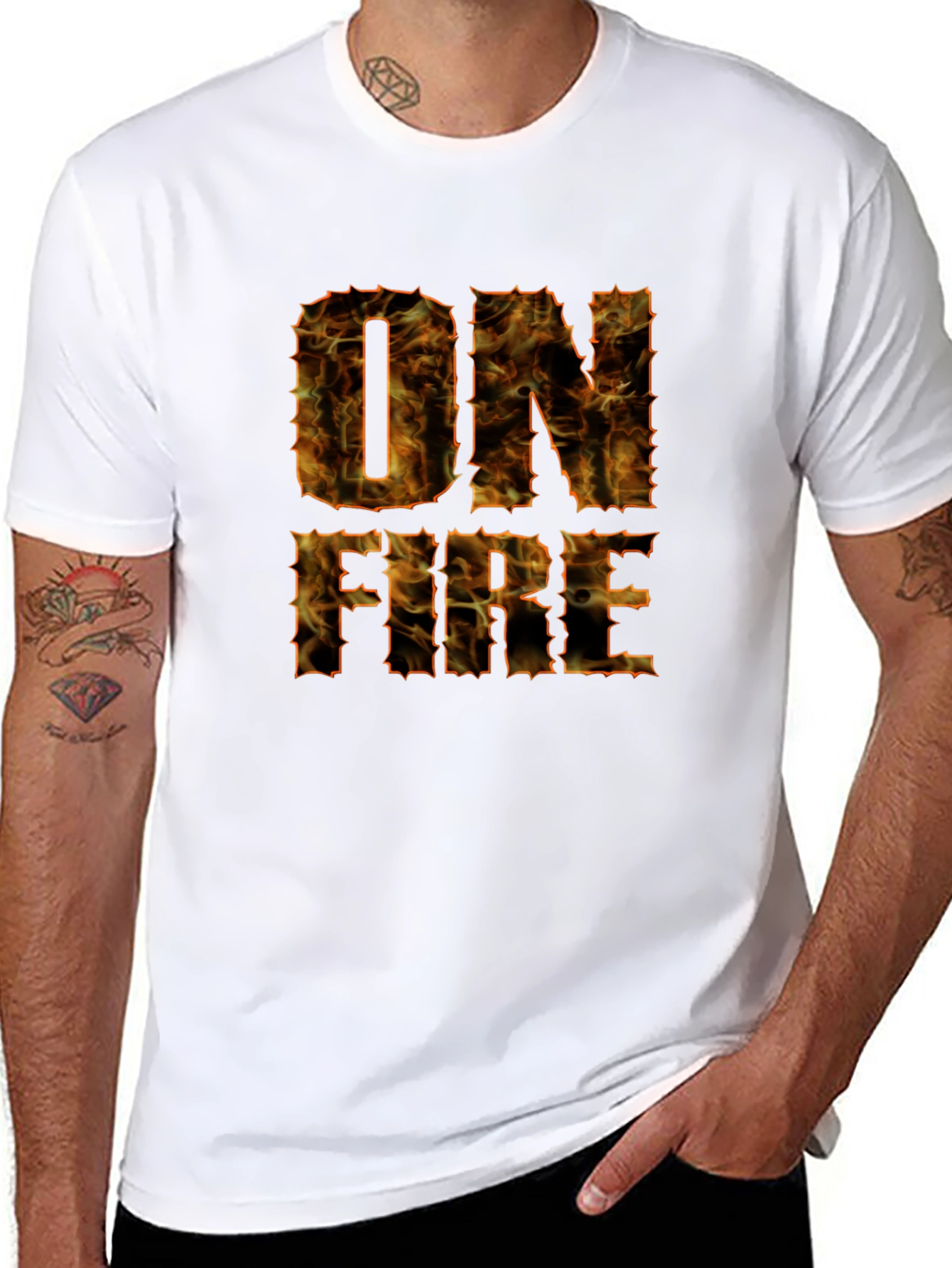 On Fire Graphic T-Shirt - Bold Flame Design