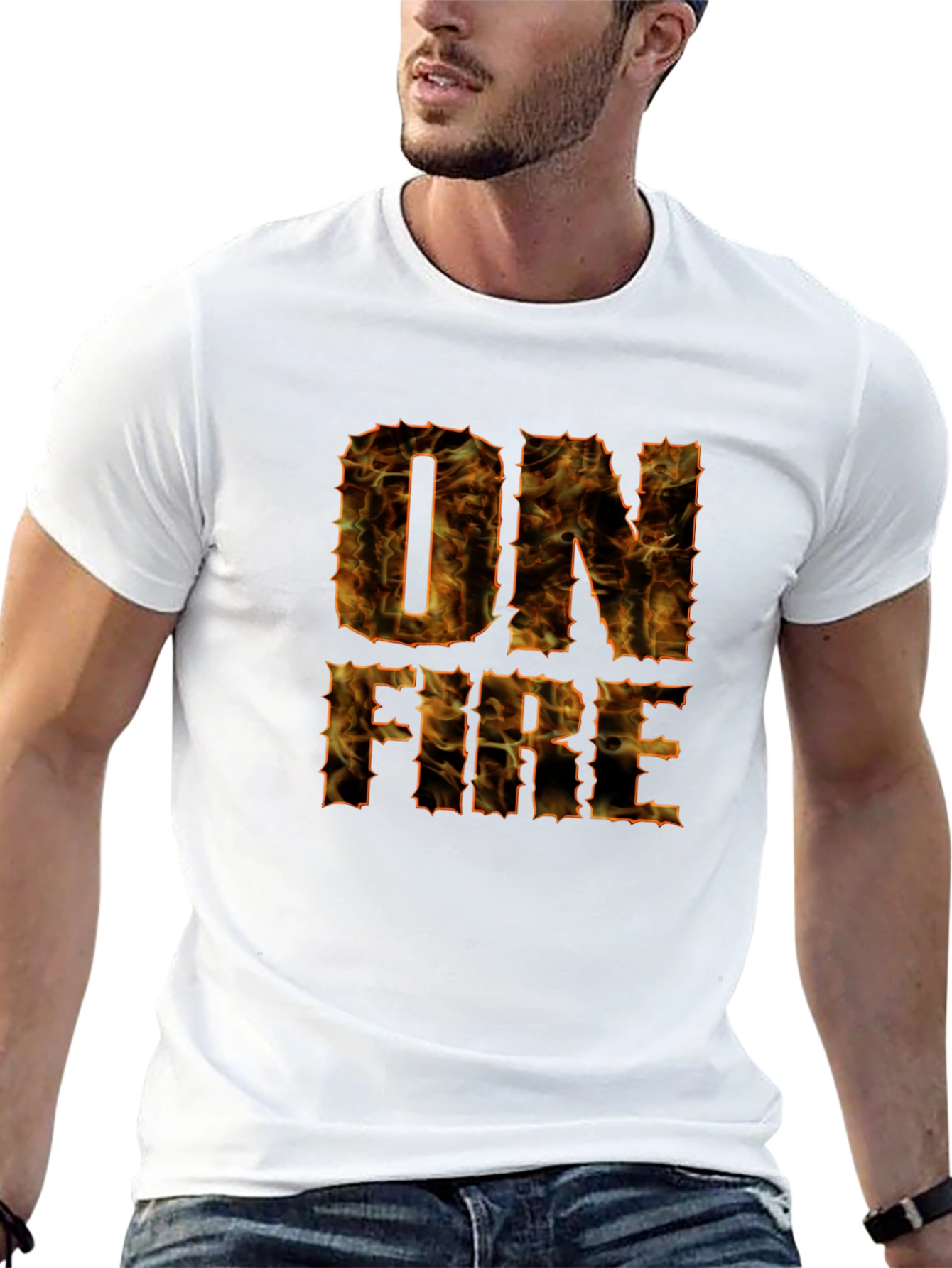 On Fire Graphic T-Shirt - Bold Flame Design