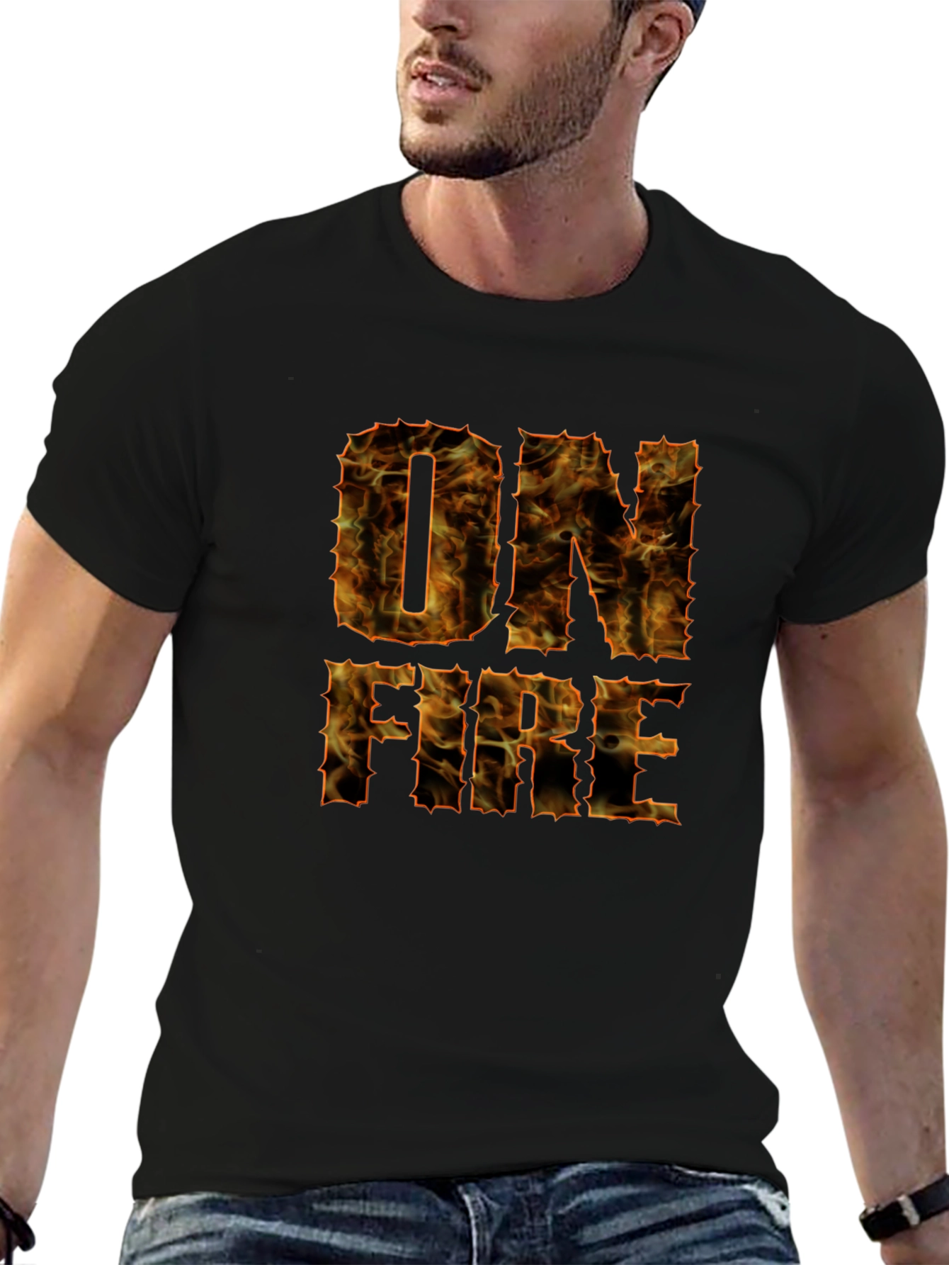 On Fire Graphic T-Shirt - Bold Flame Design