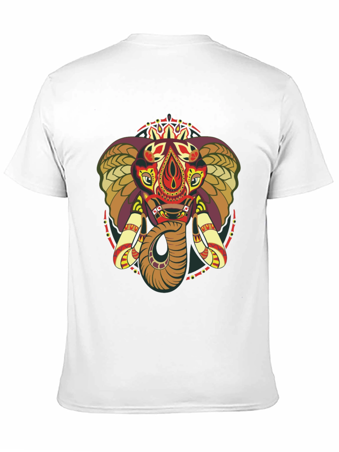 Elephant Mandala Graphic Print Crew Neck Tee