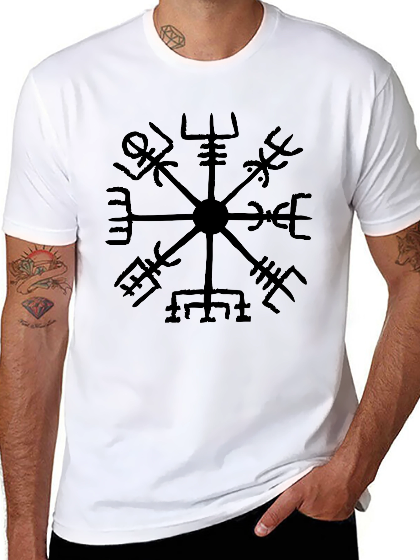 Vegvisir Compass T-Shirt - Norse Viking Runes