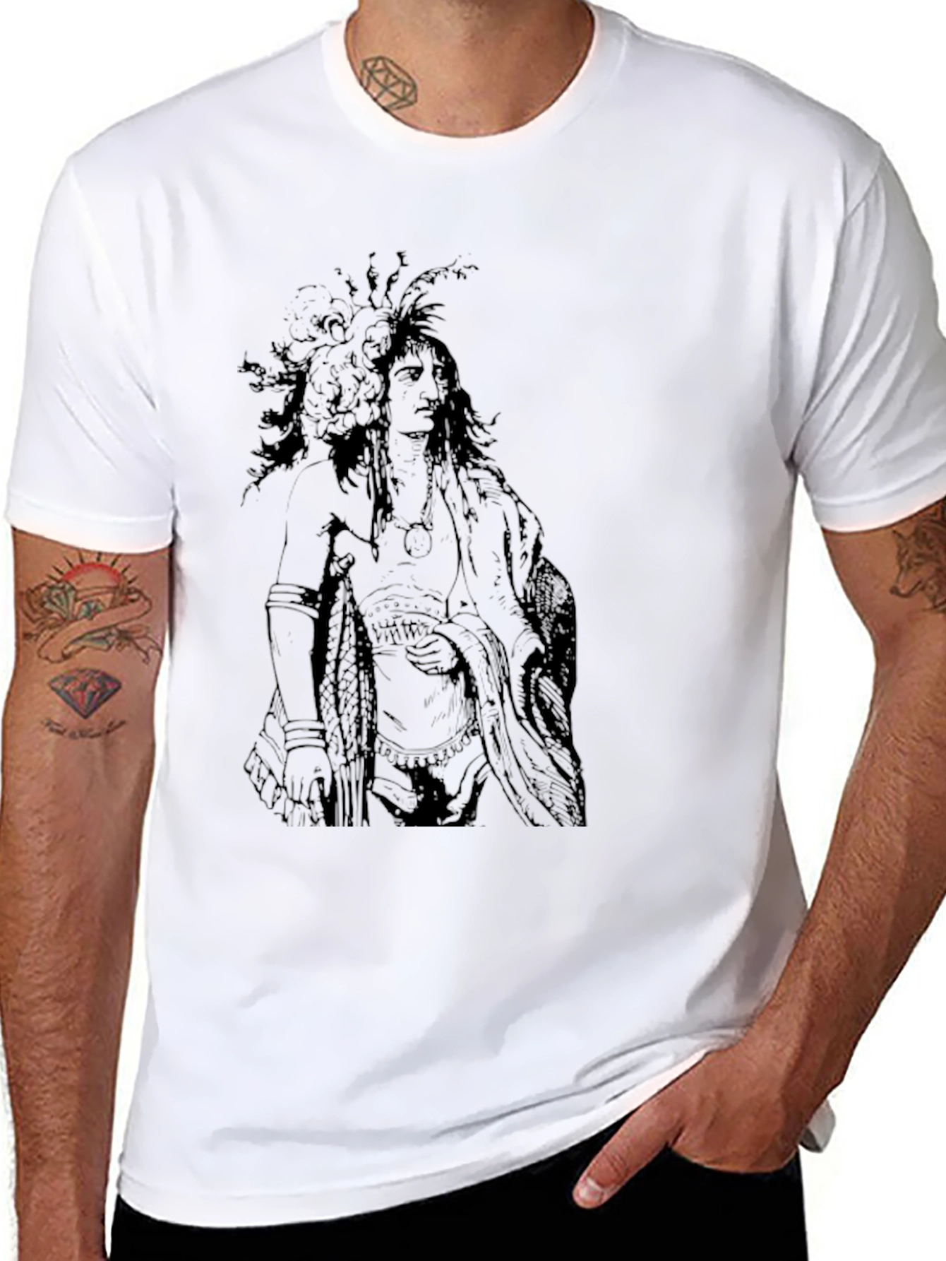 Native American Graphic T-Shirt - Black Cotton Tee