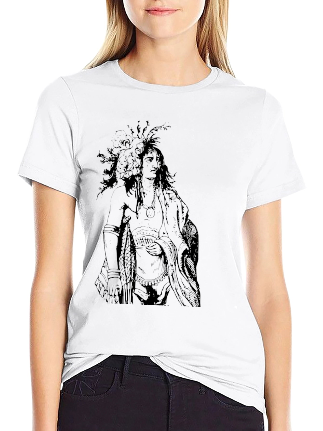 Native American Graphic T-Shirt - Black Cotton Tee