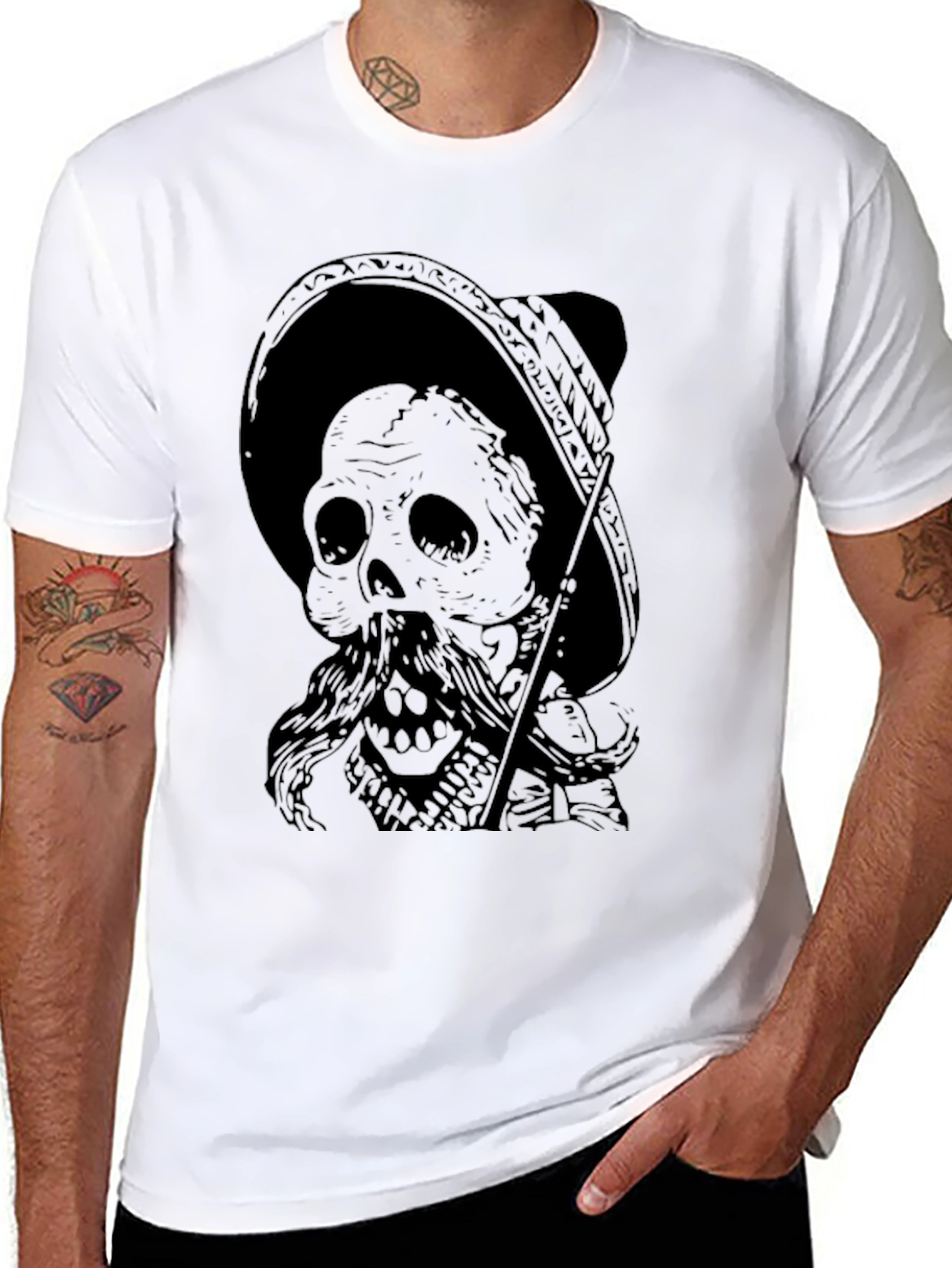 Mariachi Skull Graphic Tee - Mens Black T-Shirt