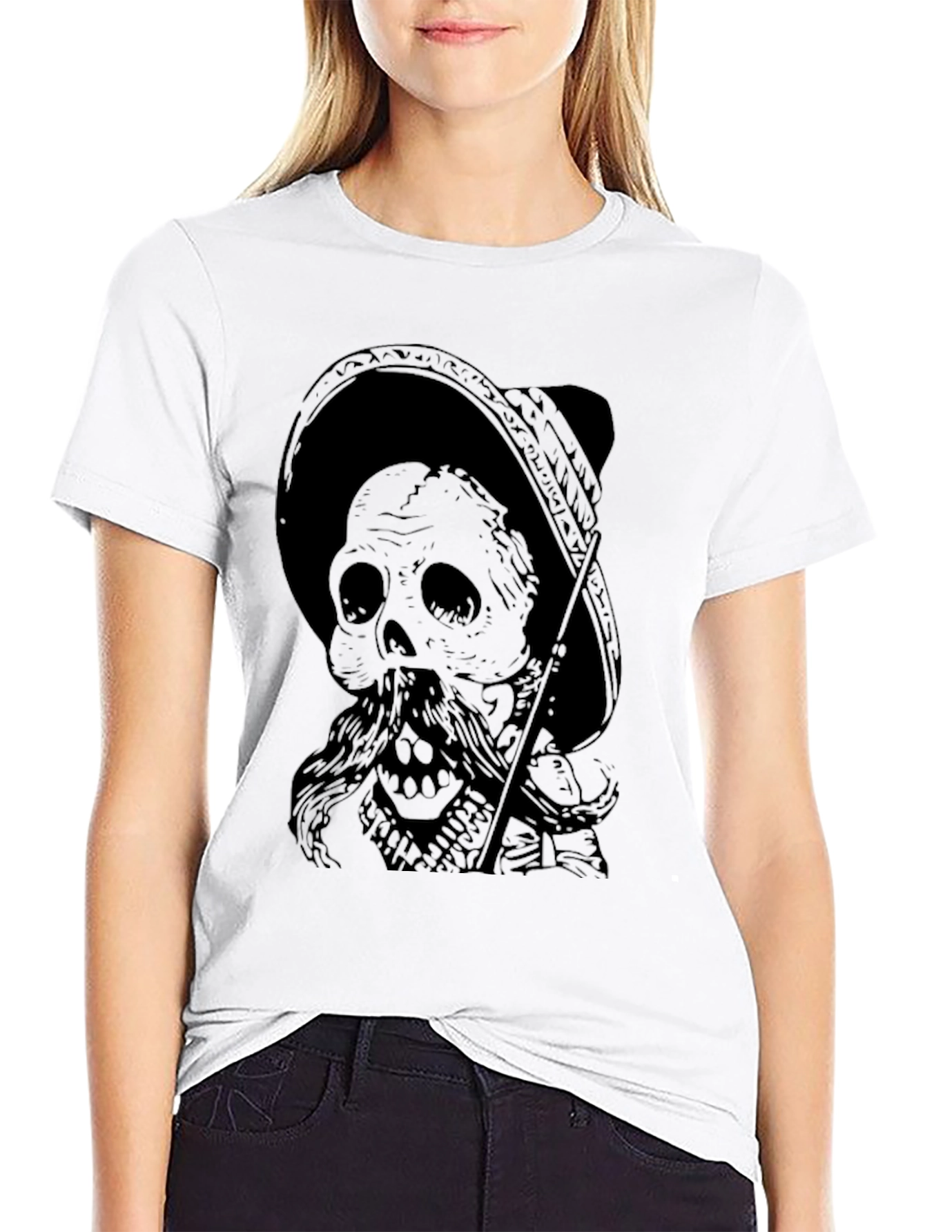 Mariachi Skull Graphic Tee - Mens Black T-Shirt