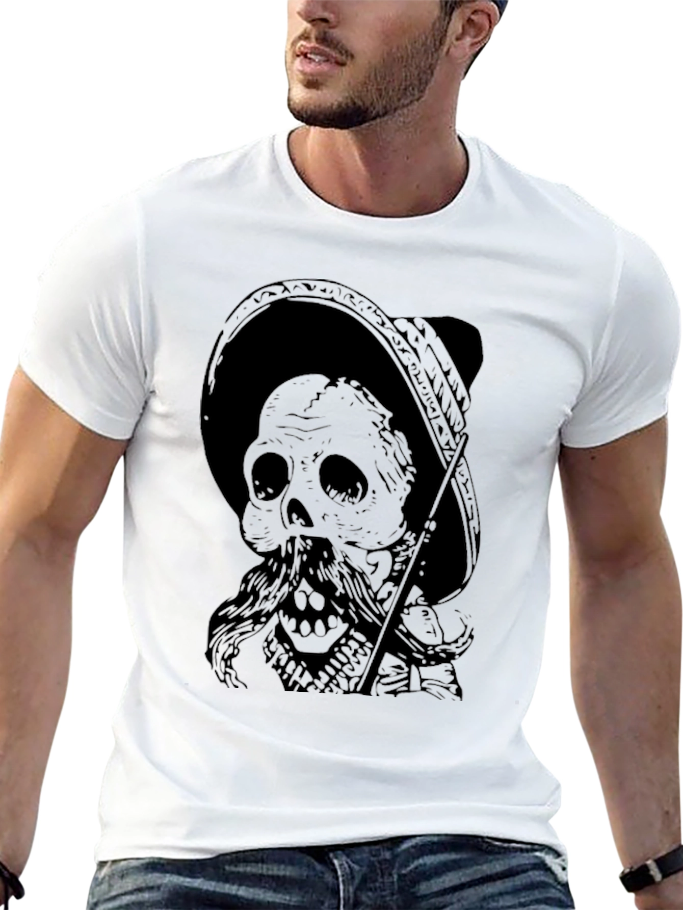 Mariachi Skull Graphic Tee - Mens Black T-Shirt