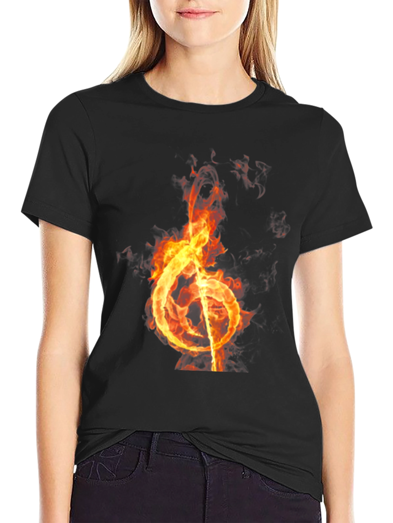 Burning Note Graphic Tee - Black T-Shirt