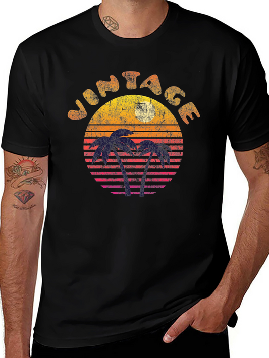 Vintage Sunset Palm Tree Graphic Tee