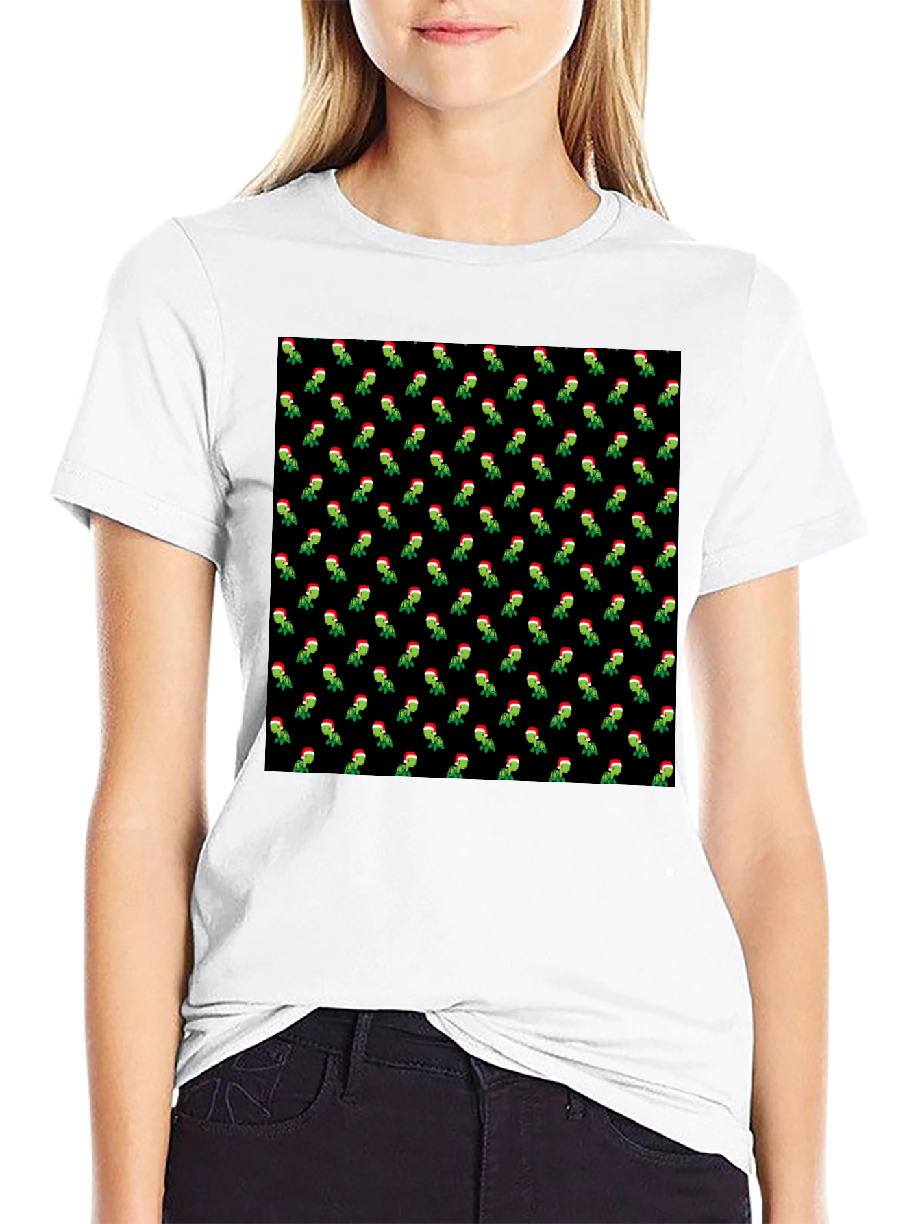 Festive Grinch Pattern T-Shirt