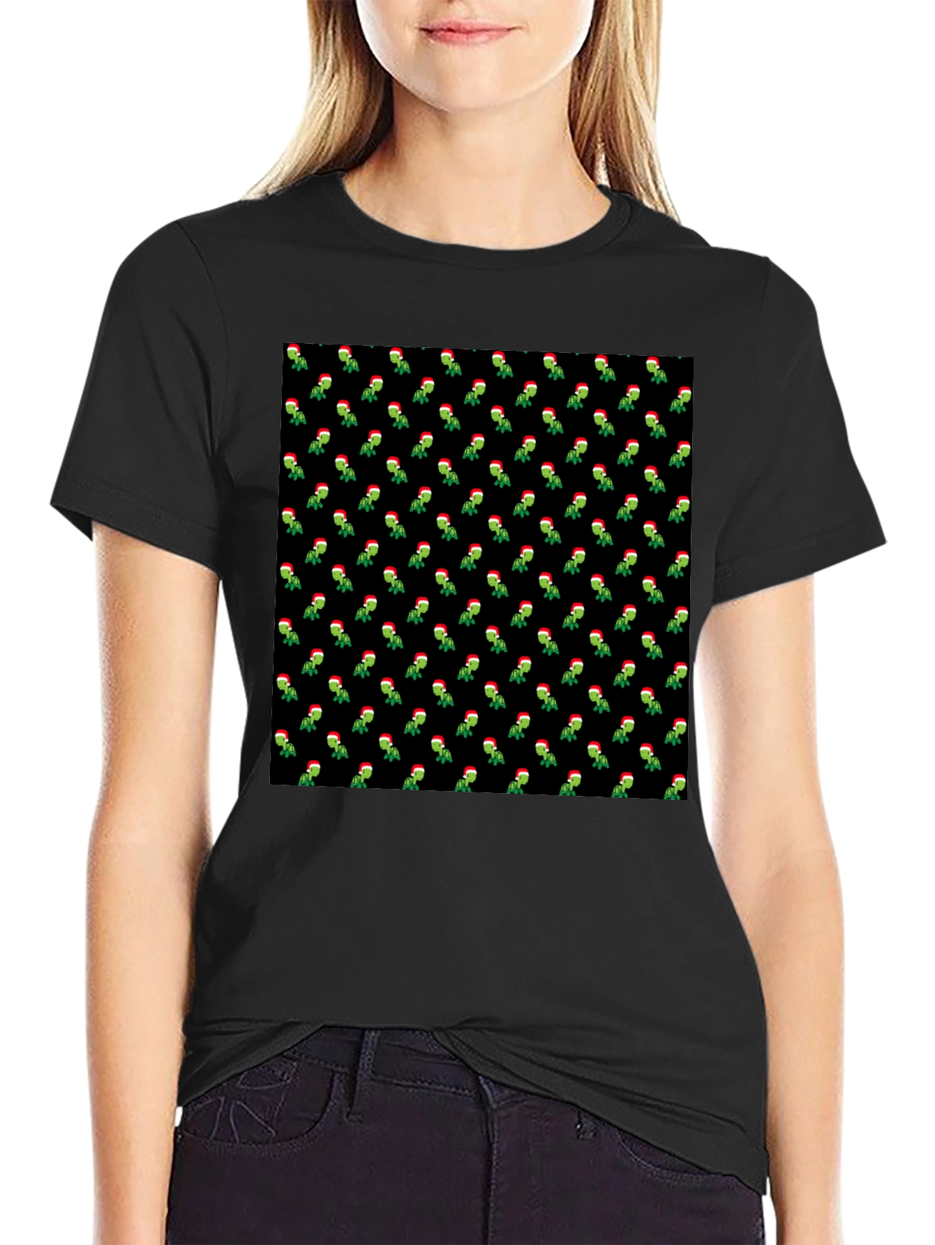 Festive Grinch Pattern T-Shirt
