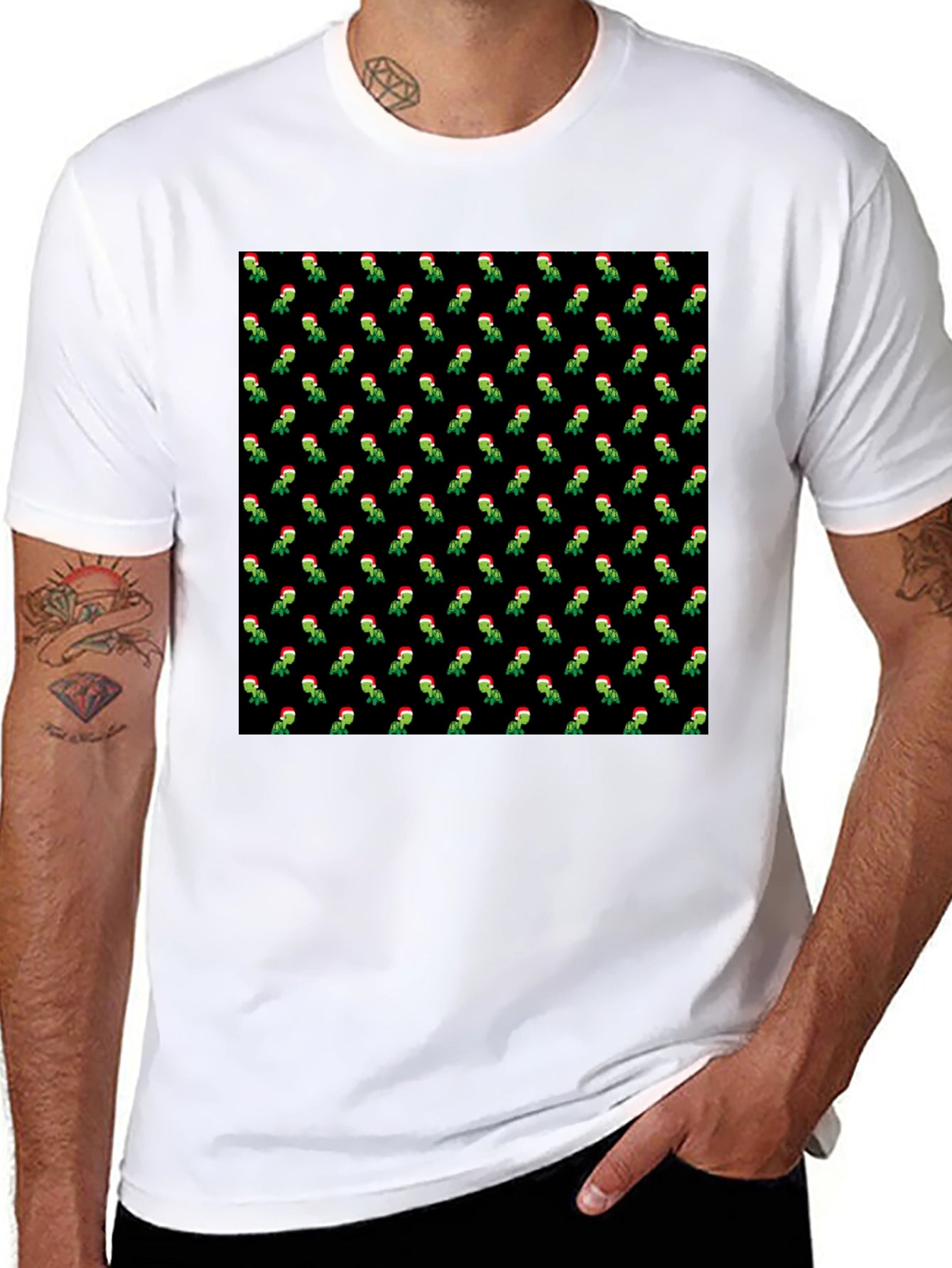 Festive Grinch Pattern T-Shirt