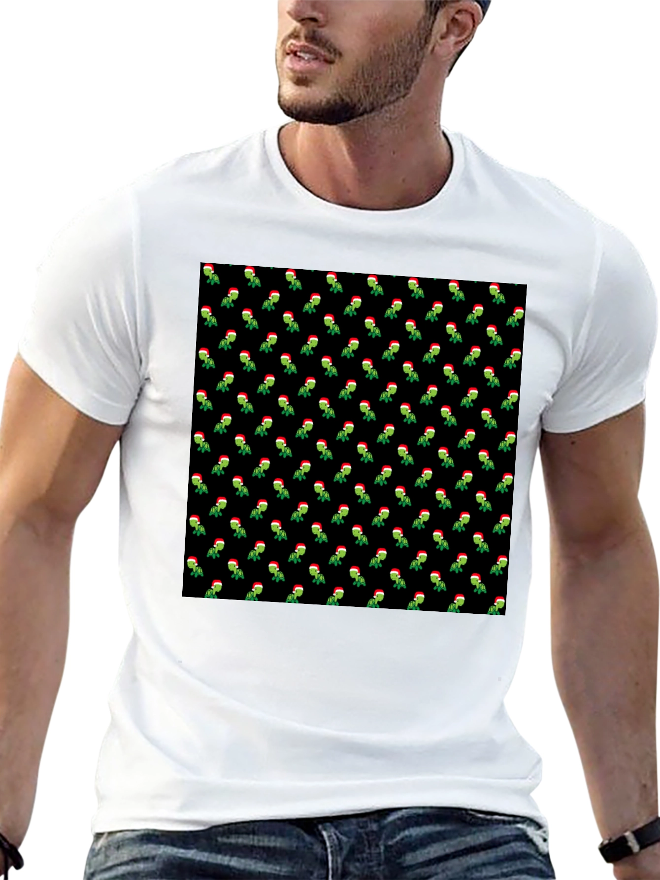 Festive Grinch Pattern T-Shirt