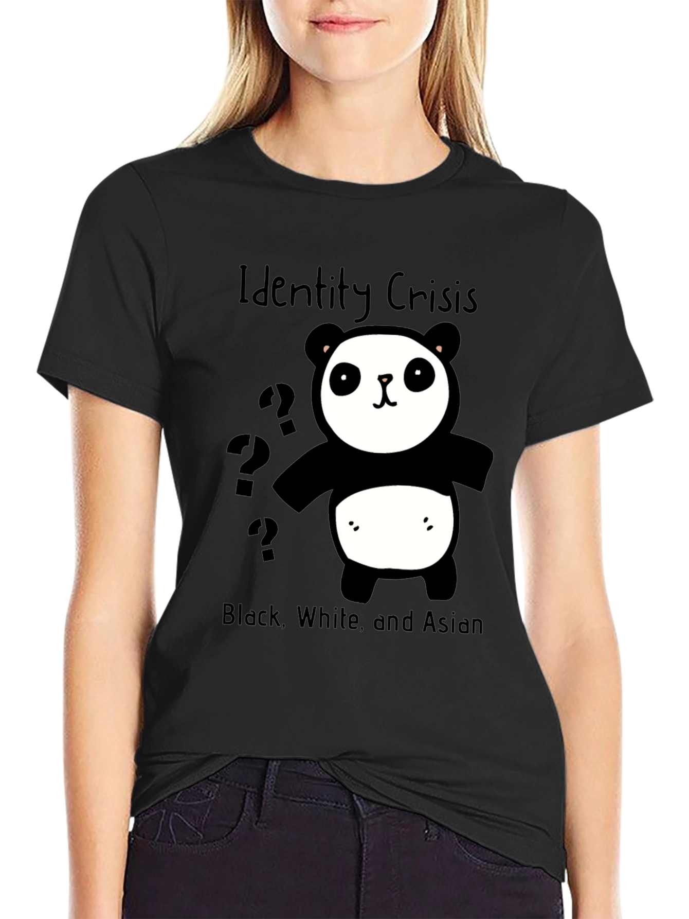 Identity Crisis Panda T-Shirt - Black White & Asian