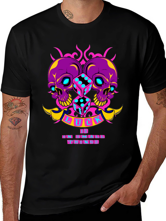 Skull & Dice Graphic Tee: Luck is in Small Things