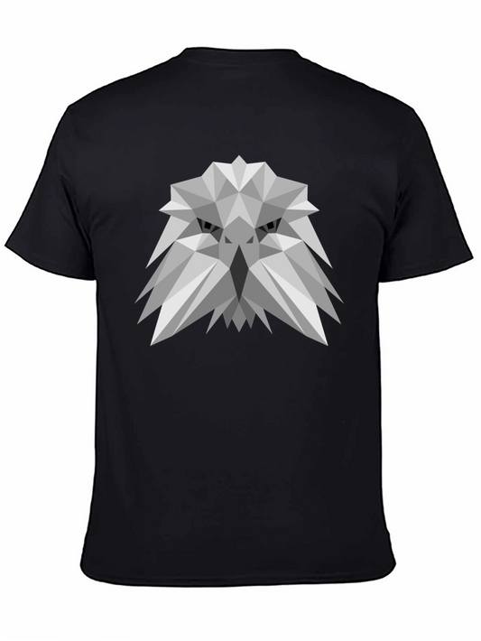 Geometric Eagle Graphic Tee - Modern Mens Black T-Shirt