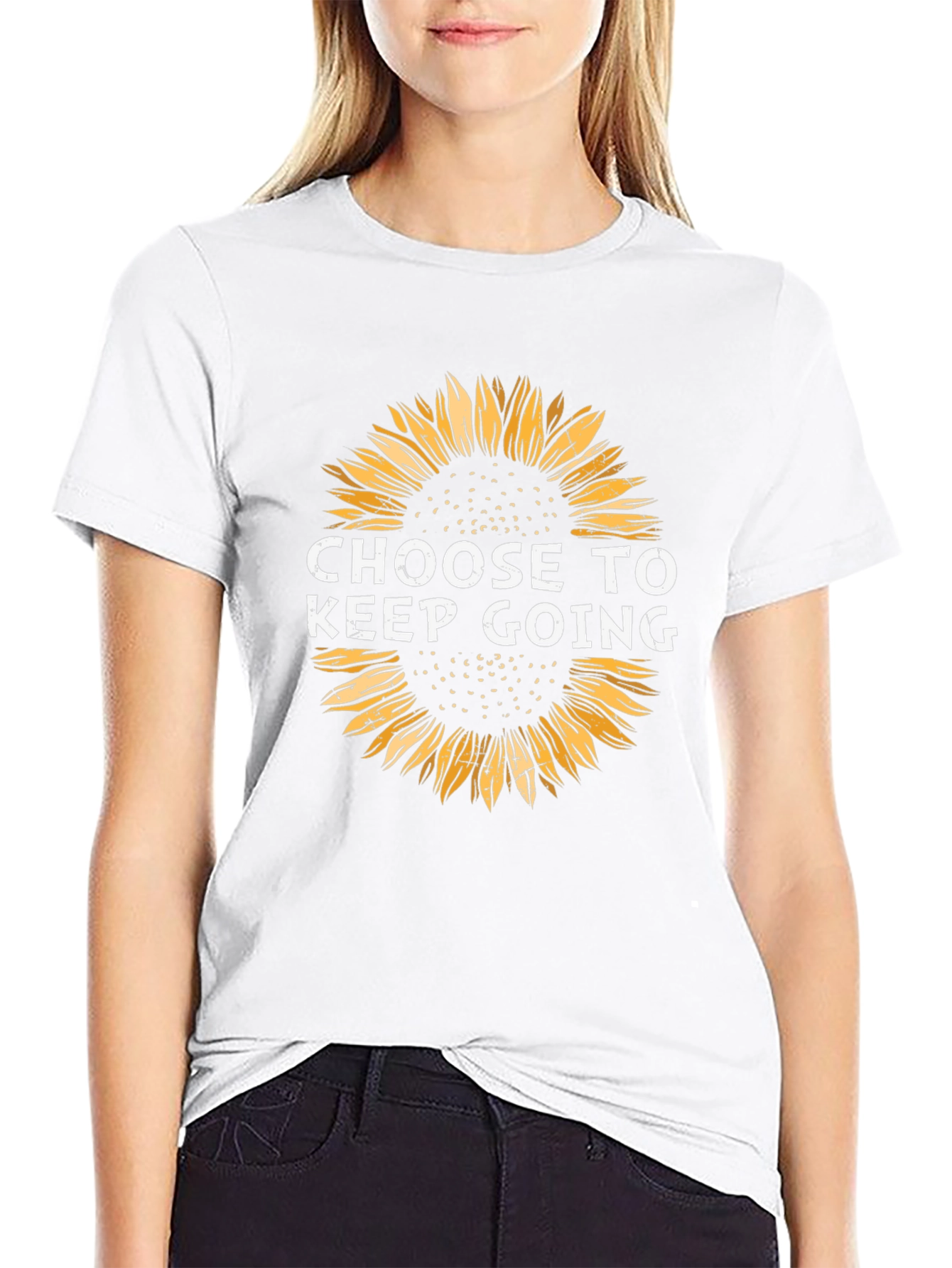 Choose to Keep Going Sunflower Graphic Tee - Black
