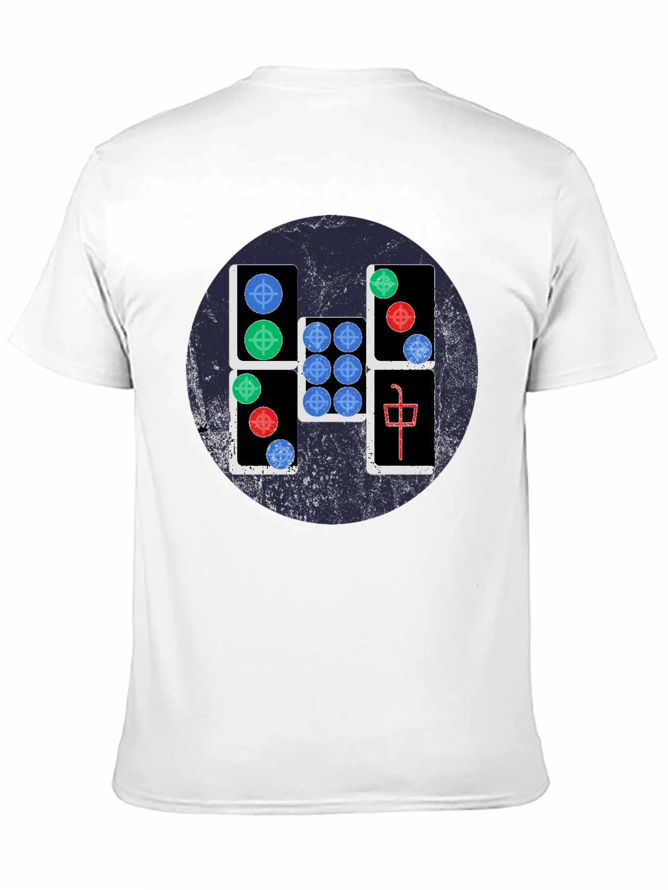 Mahjong Tile Graphic Tee - Casual Black T-Shirt