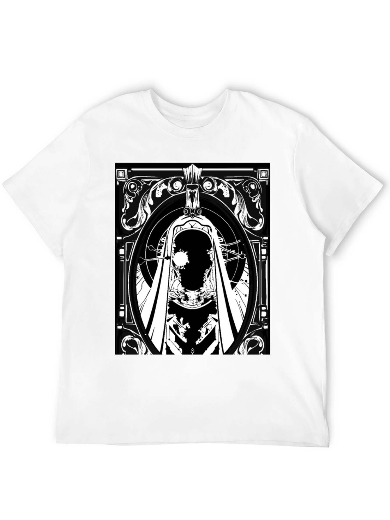 Black T-Shirt with Ornate Skull Graphic
