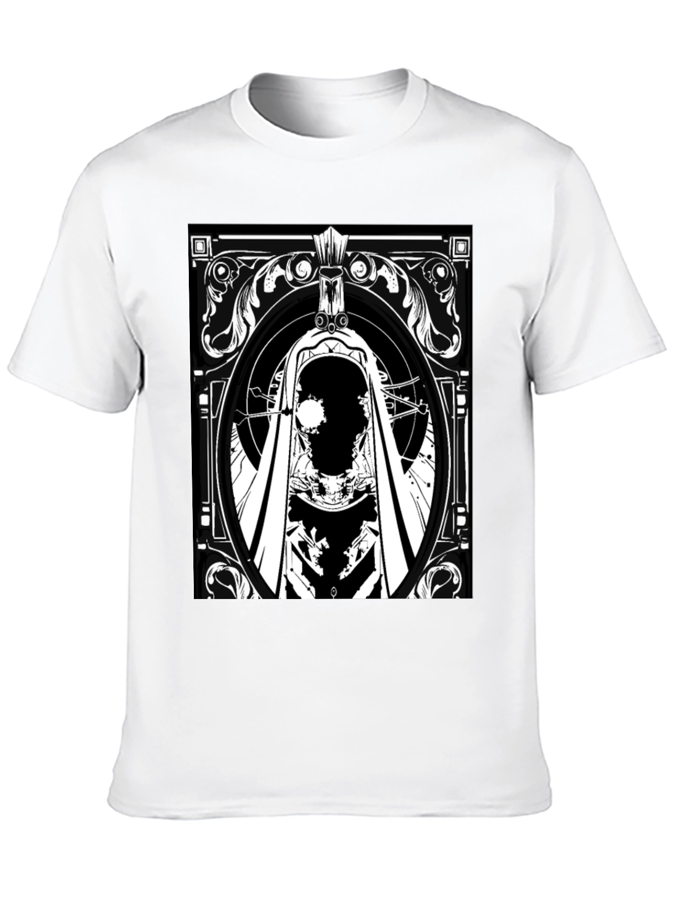 Black T-Shirt with Ornate Skull Graphic