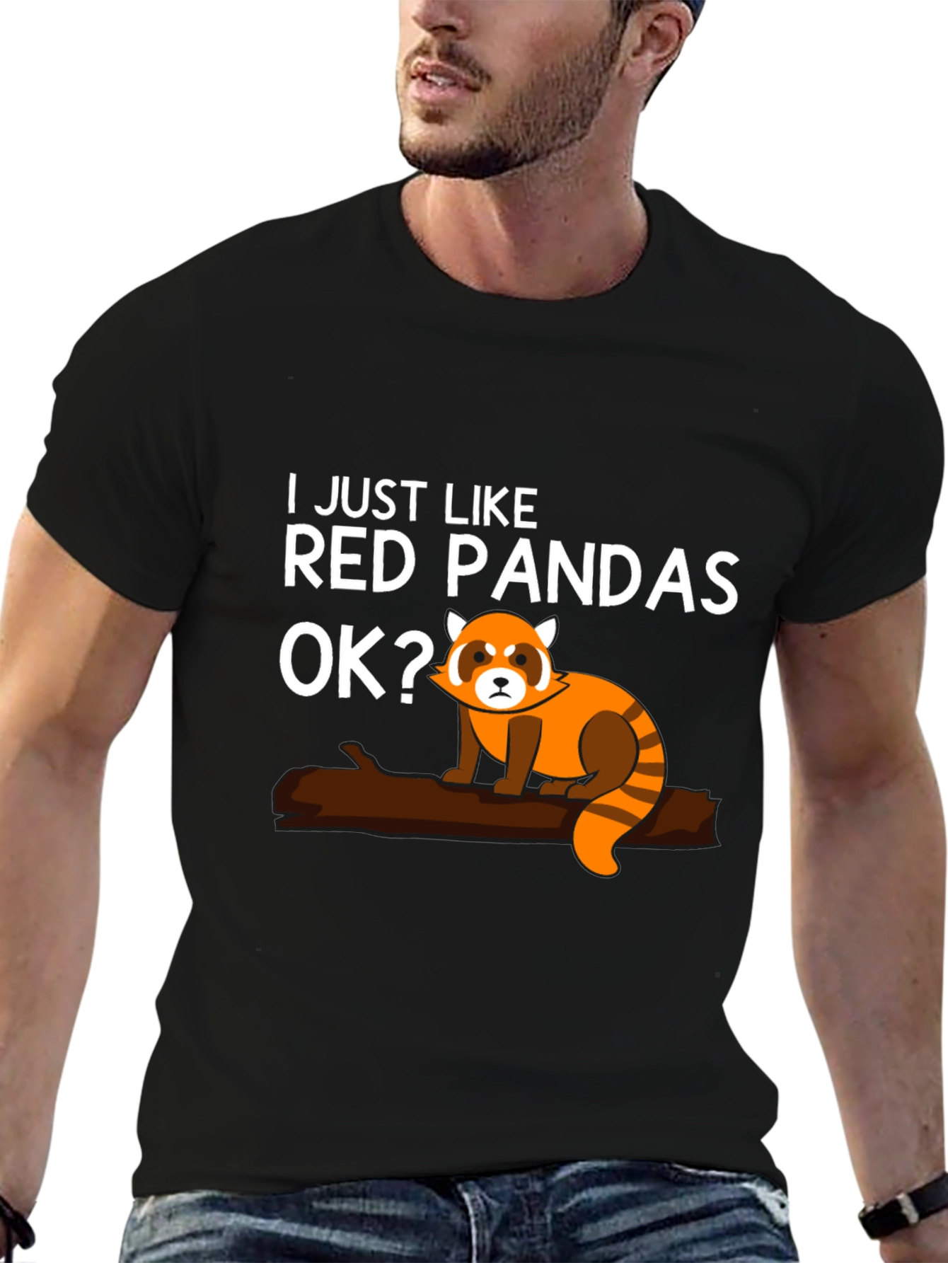 Red Panda Lover Black Graphic T-Shirt