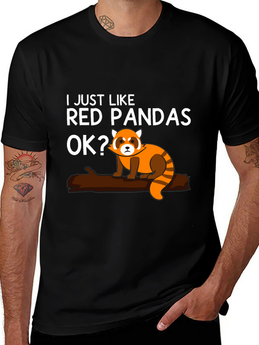 Red Panda Lover Black Graphic T-Shirt