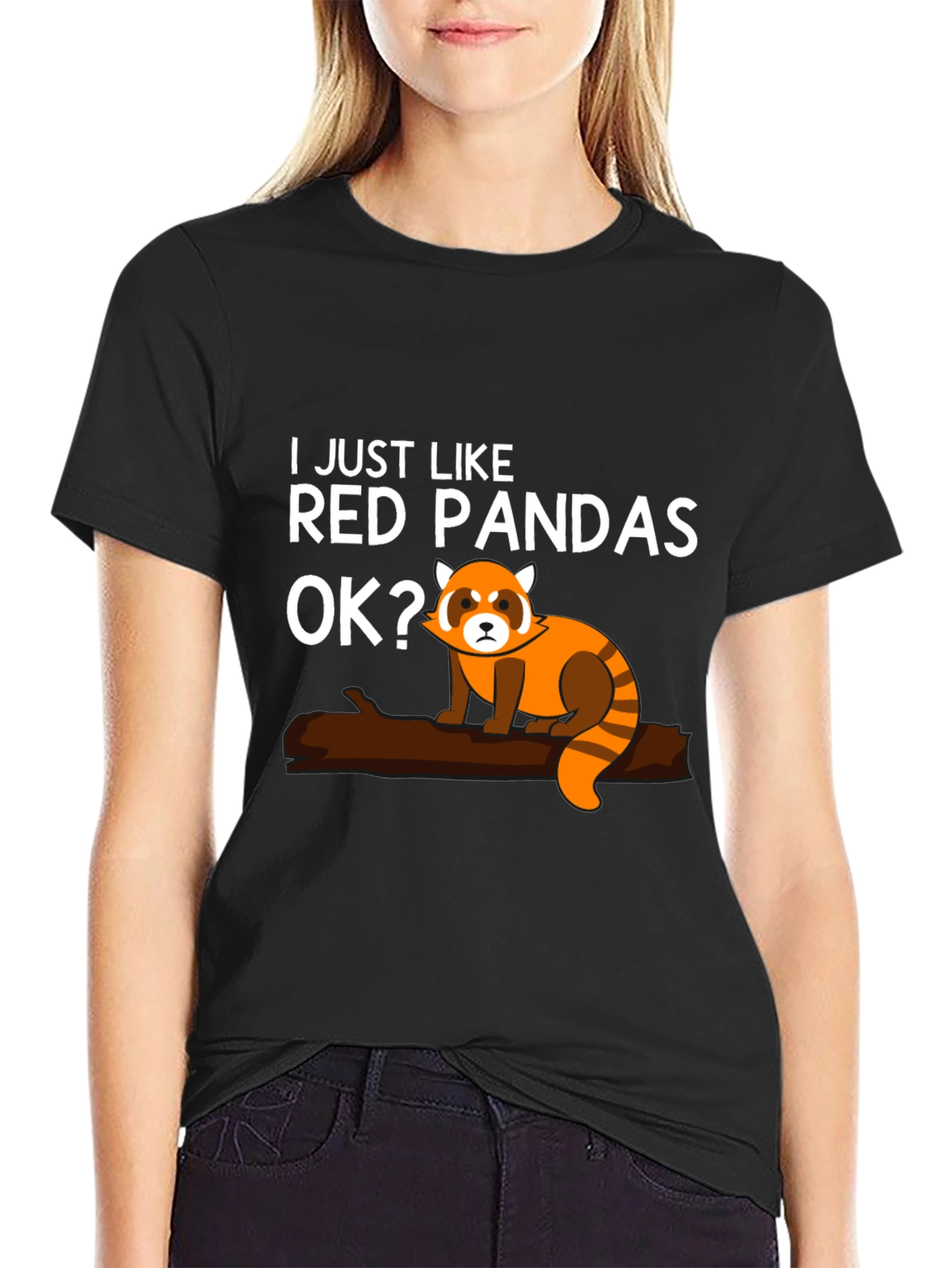 Red Panda Lover Black Graphic T-Shirt
