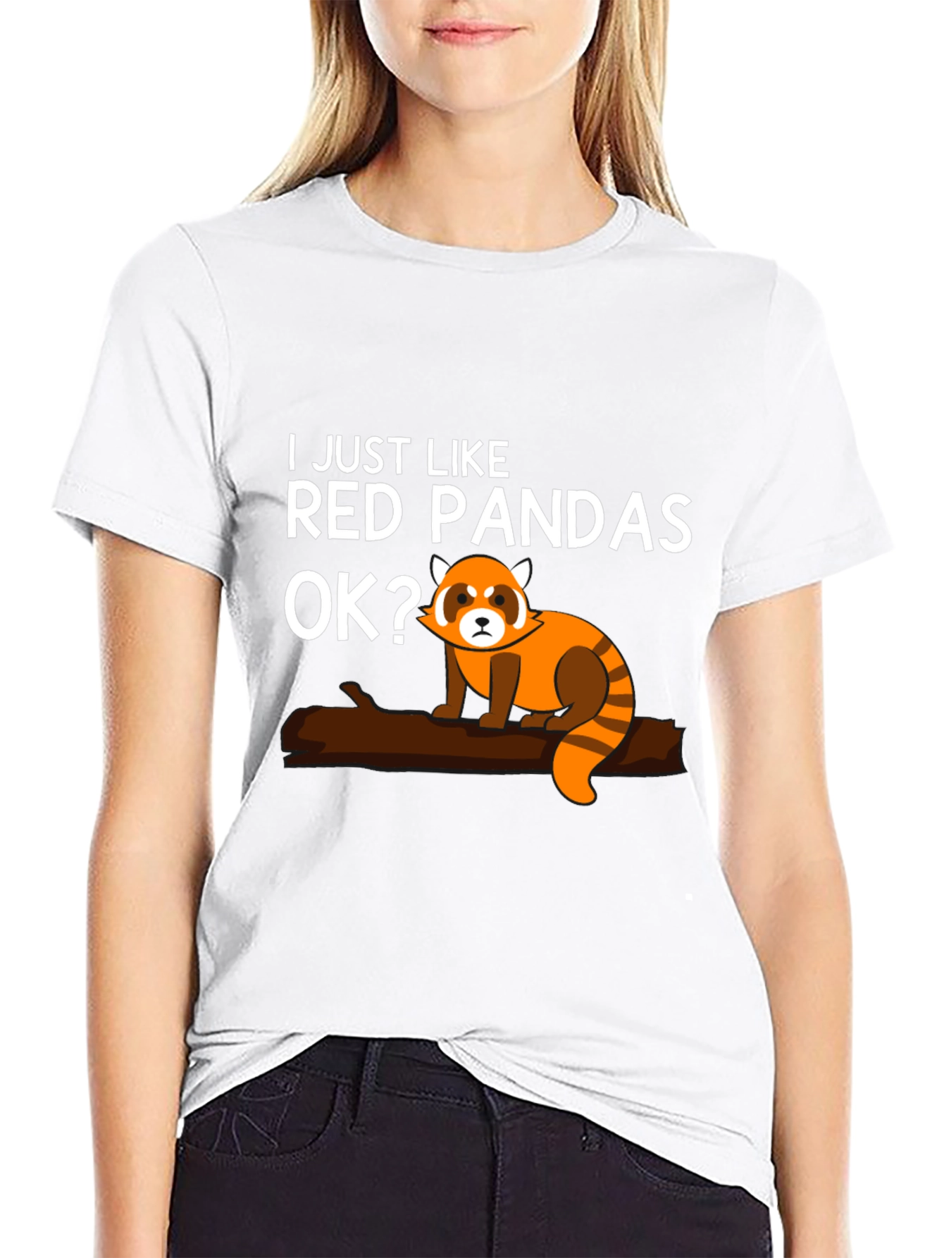 Red Panda Lover Black Graphic T-Shirt