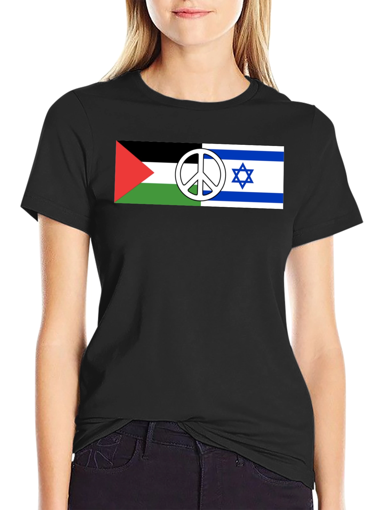 Palestine Israel Peace T-Shirt Black