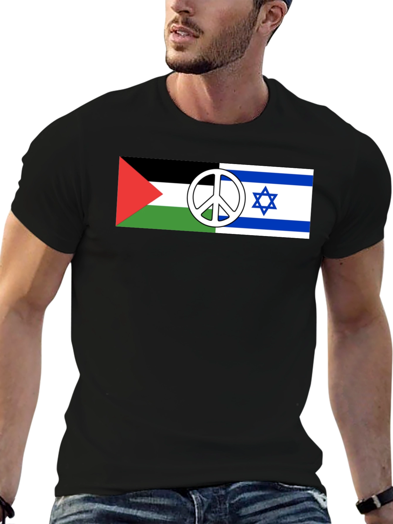 Palestine Israel Peace T-Shirt Black