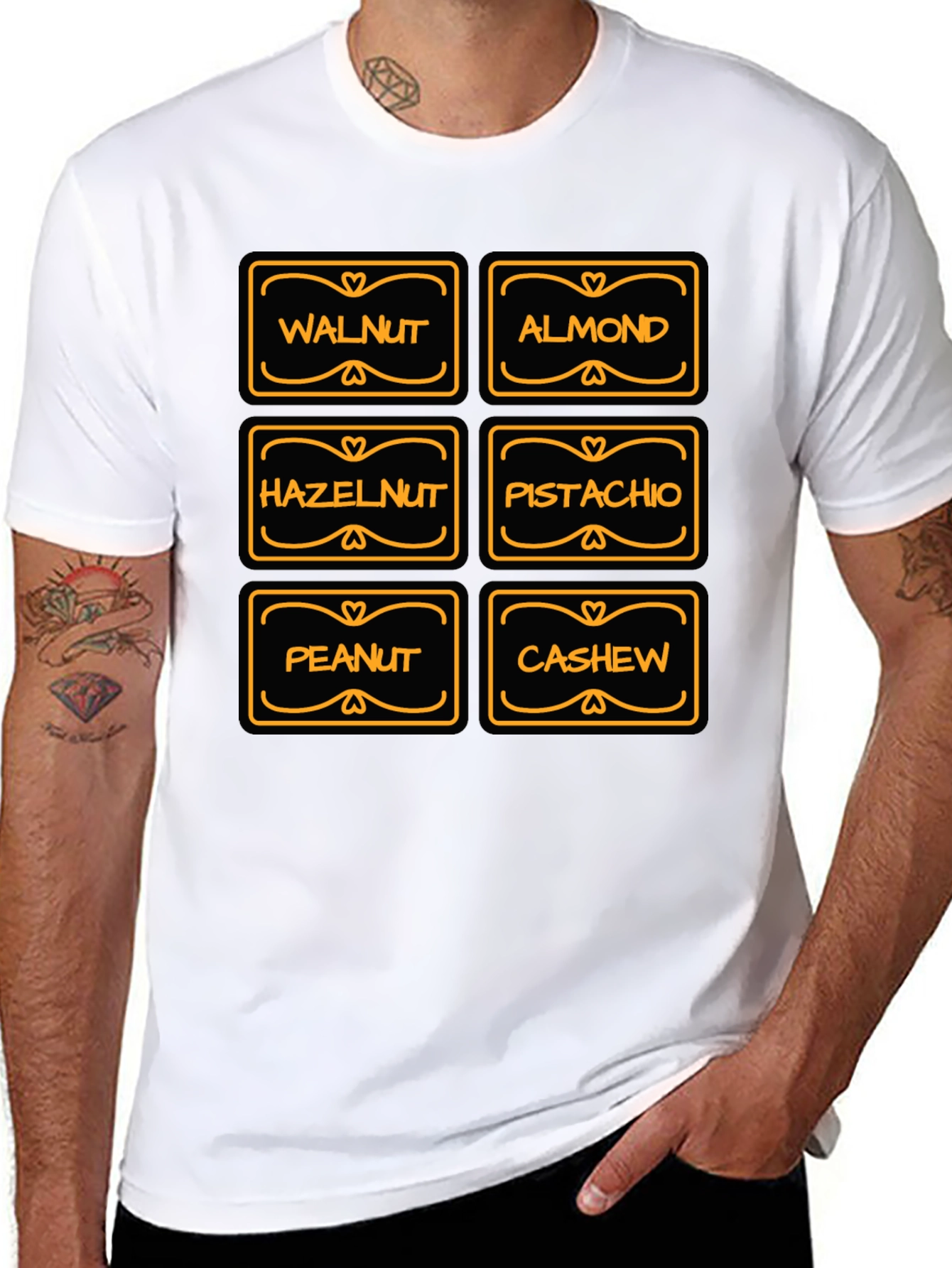 Nuts Lover T-Shirt: Walnut Almond Pistachio Design