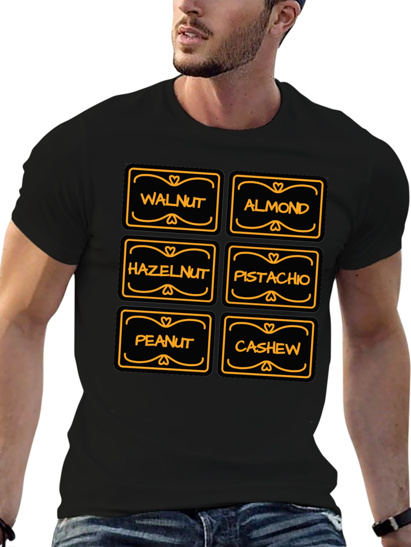 Nuts Lover T-Shirt: Walnut Almond Pistachio Design