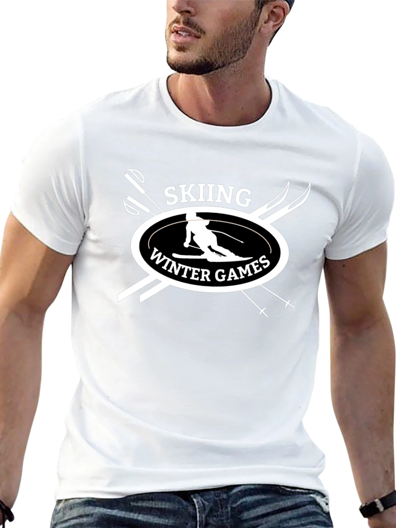 Skiing Winter Games Black T-Shirt