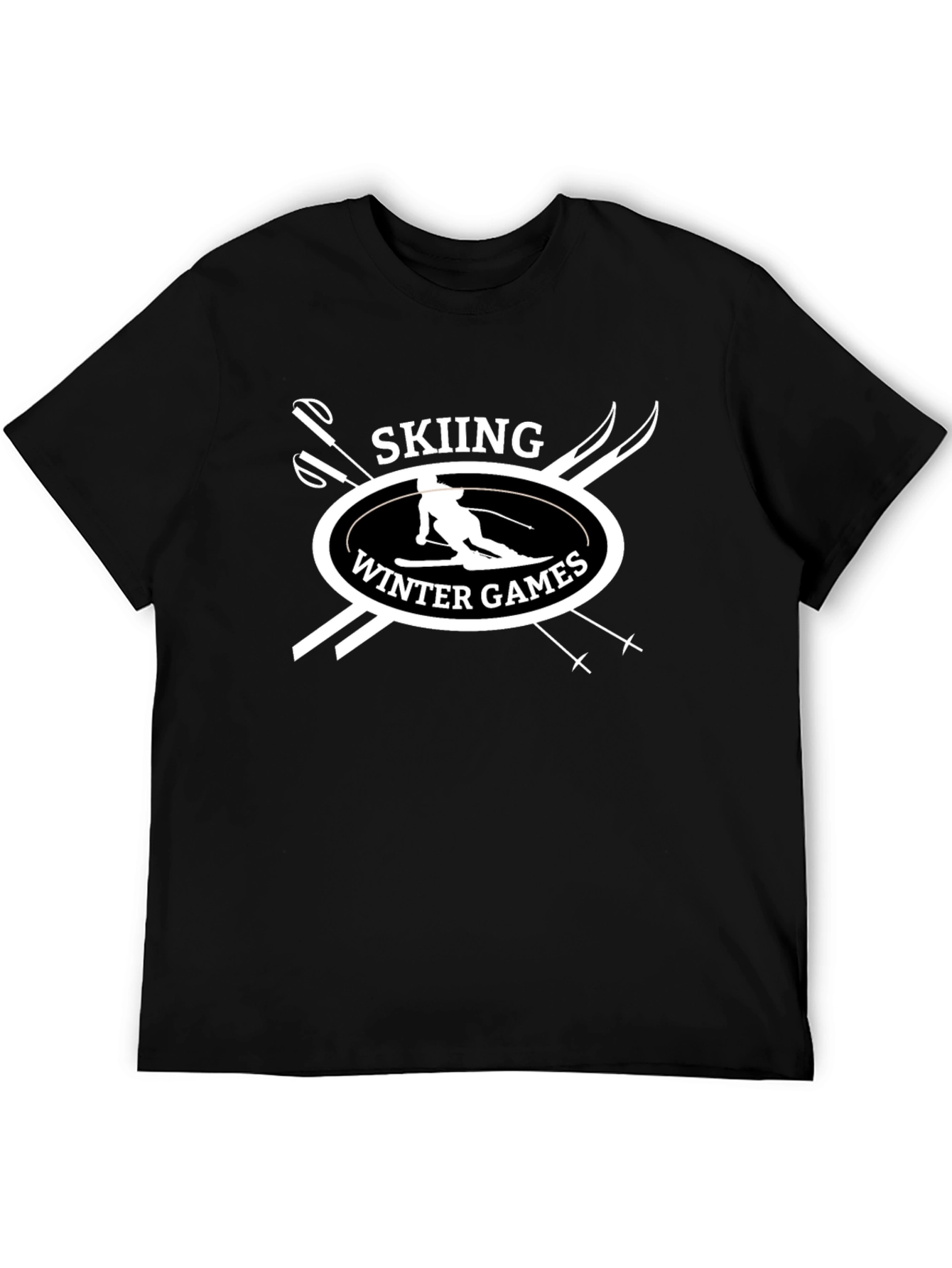 Skiing Winter Games Black T-Shirt