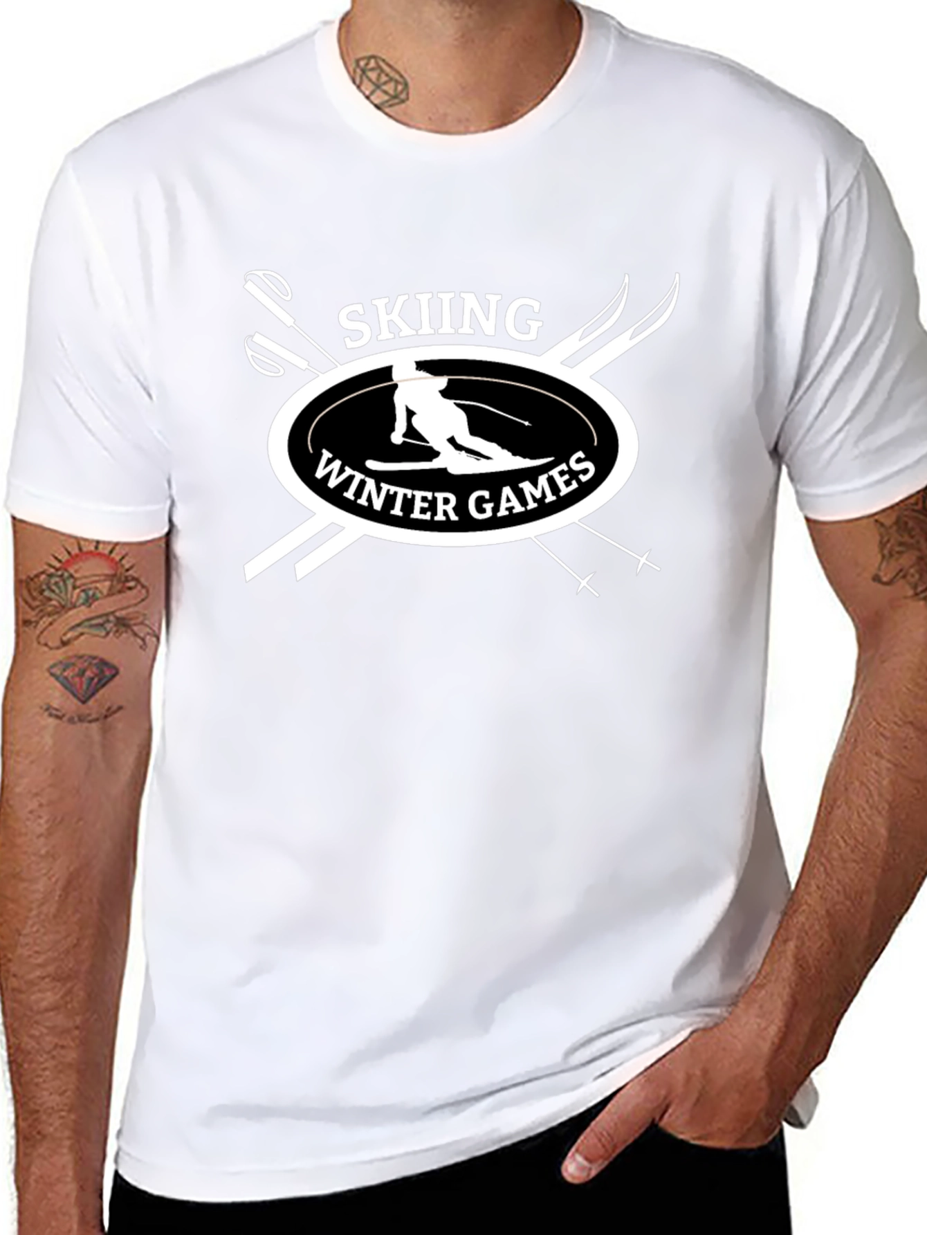 Skiing Winter Games Black T-Shirt