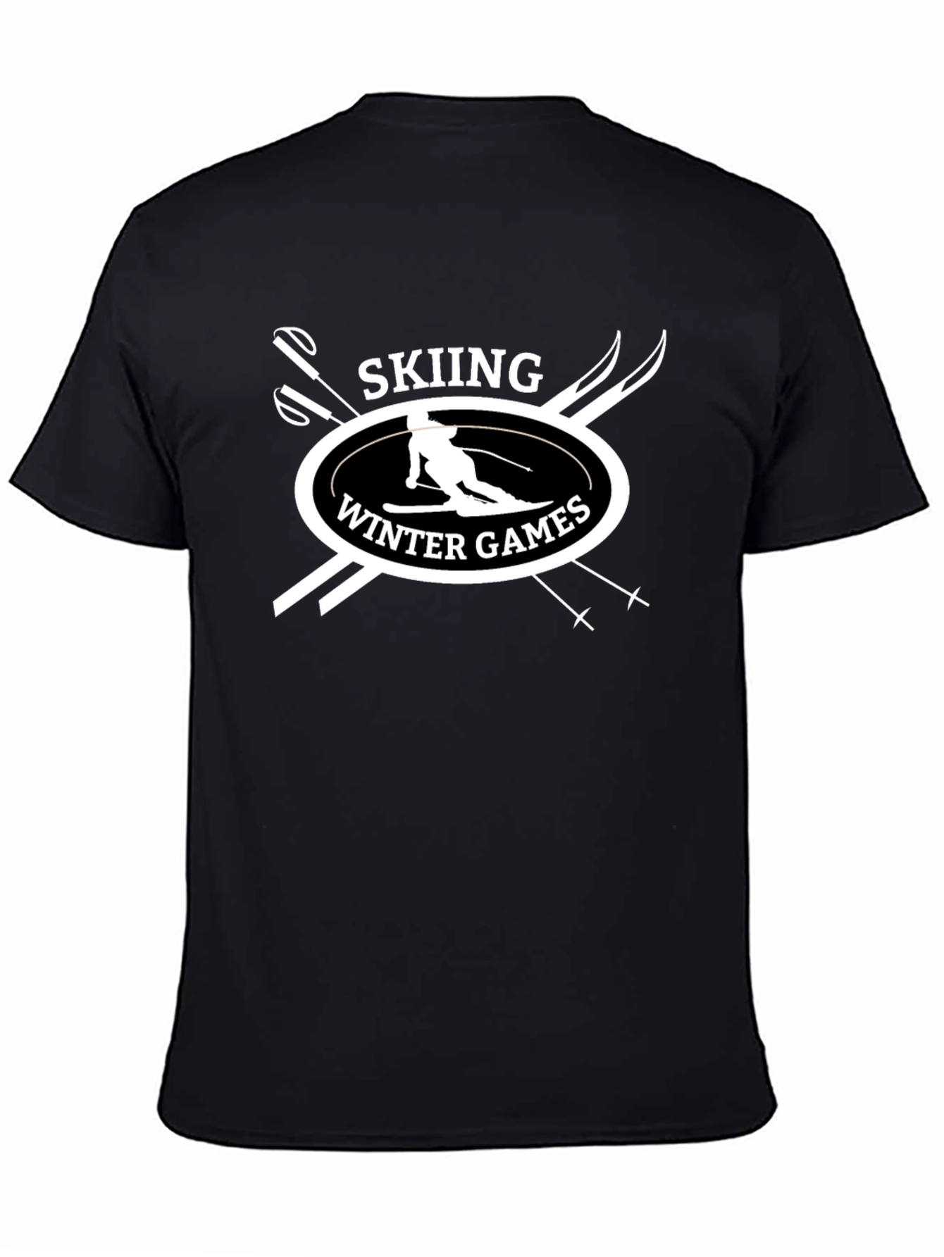 Skiing Winter Games Black T-Shirt