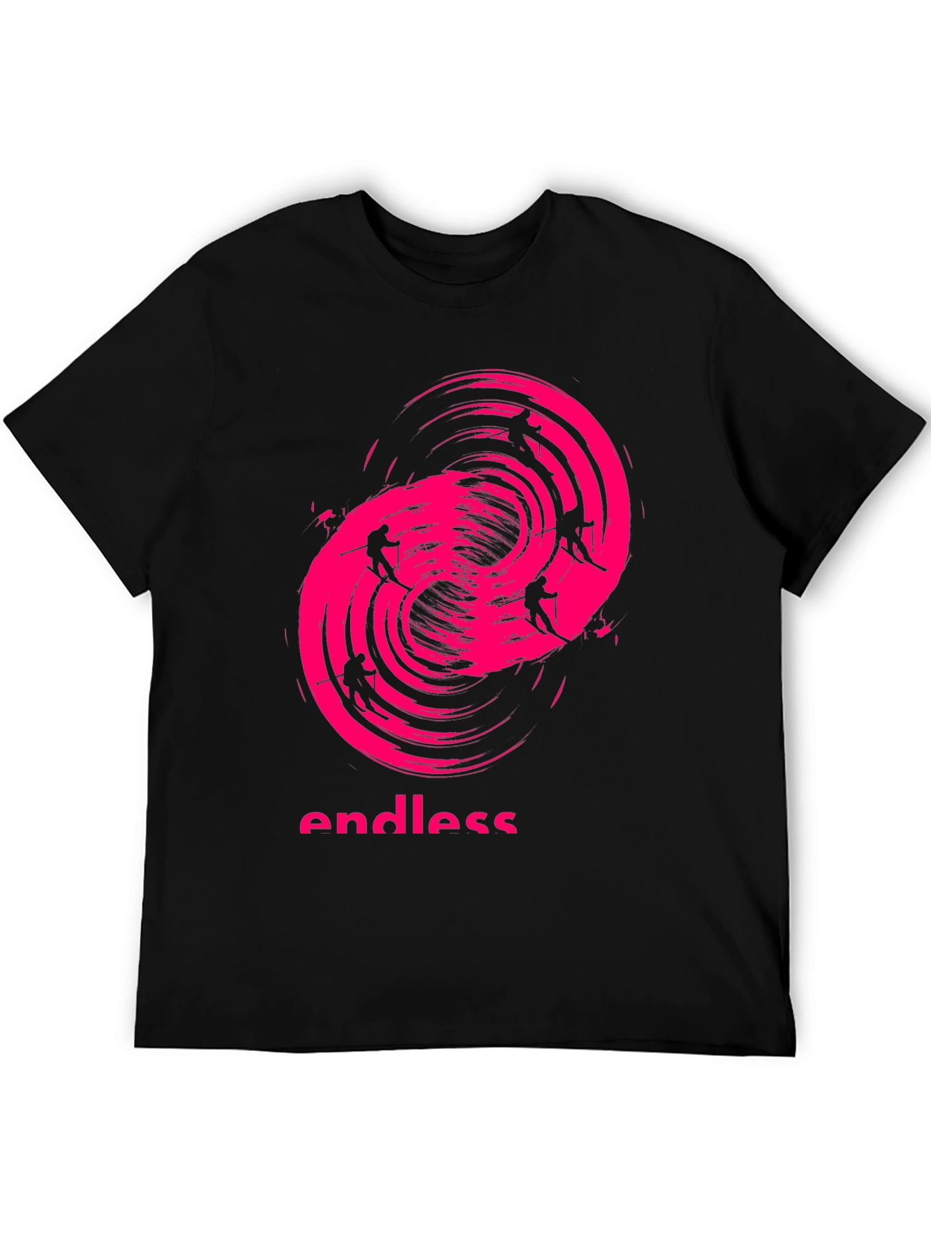 Endless Skiing Graphic Tee - Black Cotton Shirt