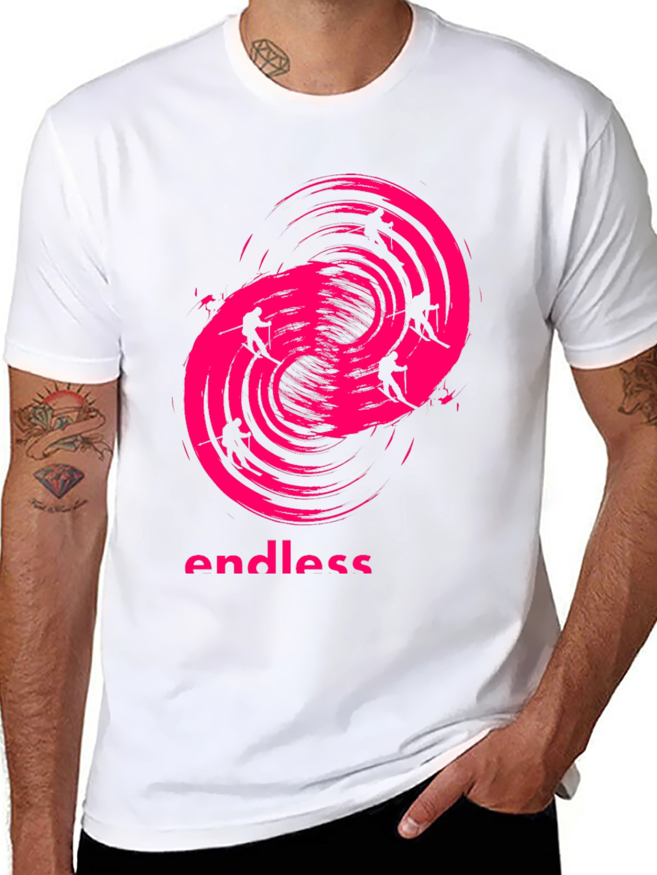 Endless Skiing Graphic Tee - Black Cotton Shirt