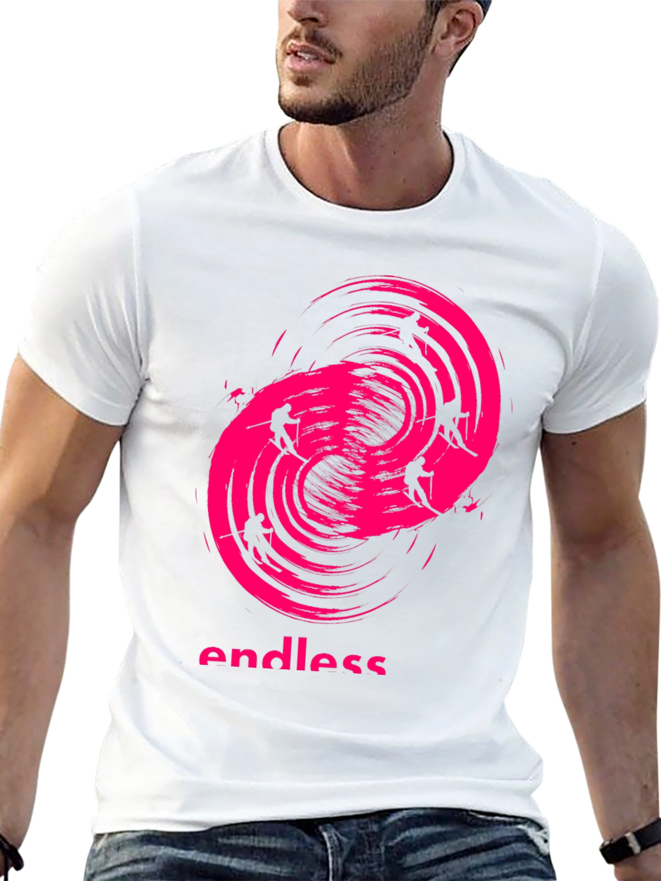 Endless Skiing Graphic Tee - Black Cotton Shirt