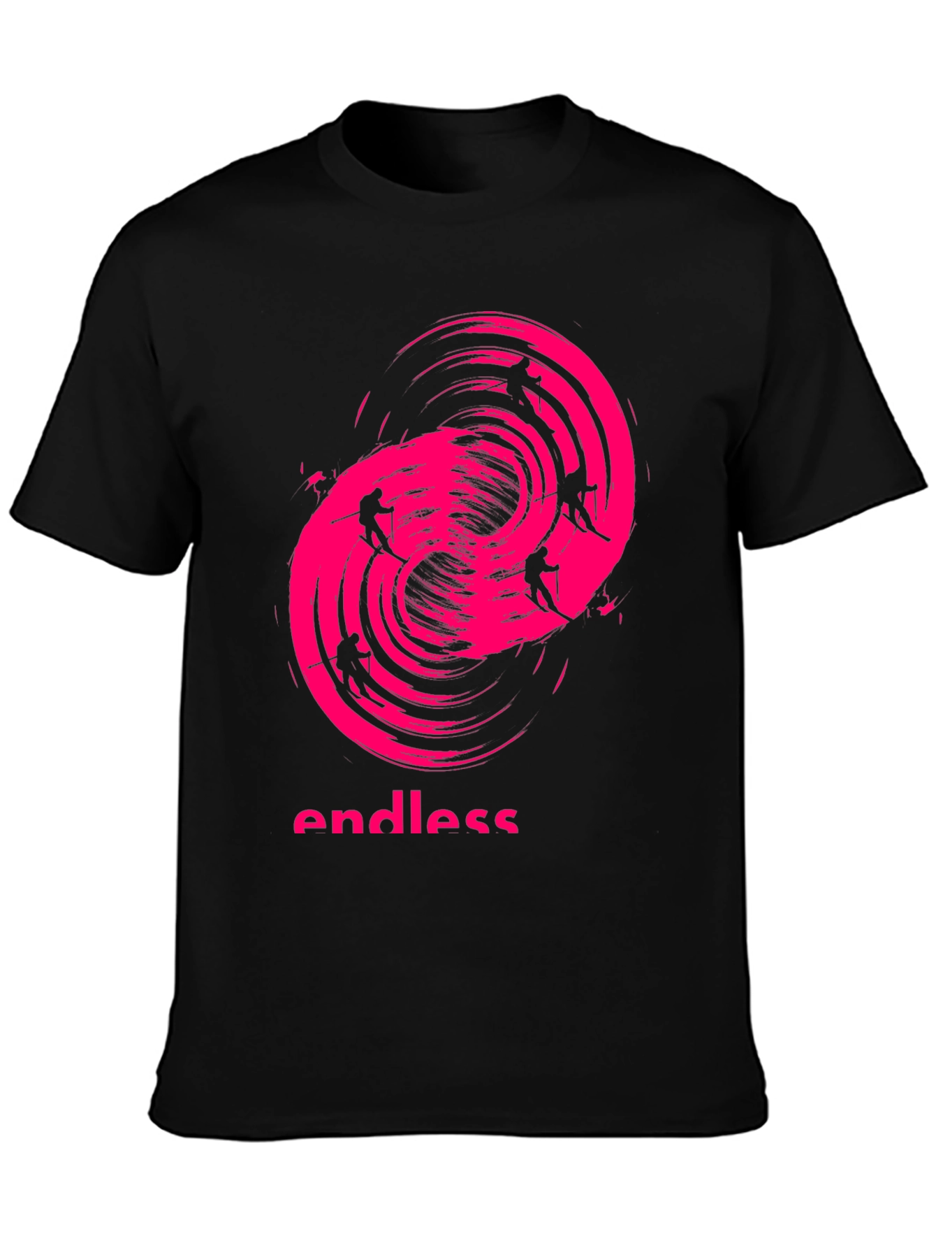 Endless Skiing Graphic Tee - Black Cotton Shirt