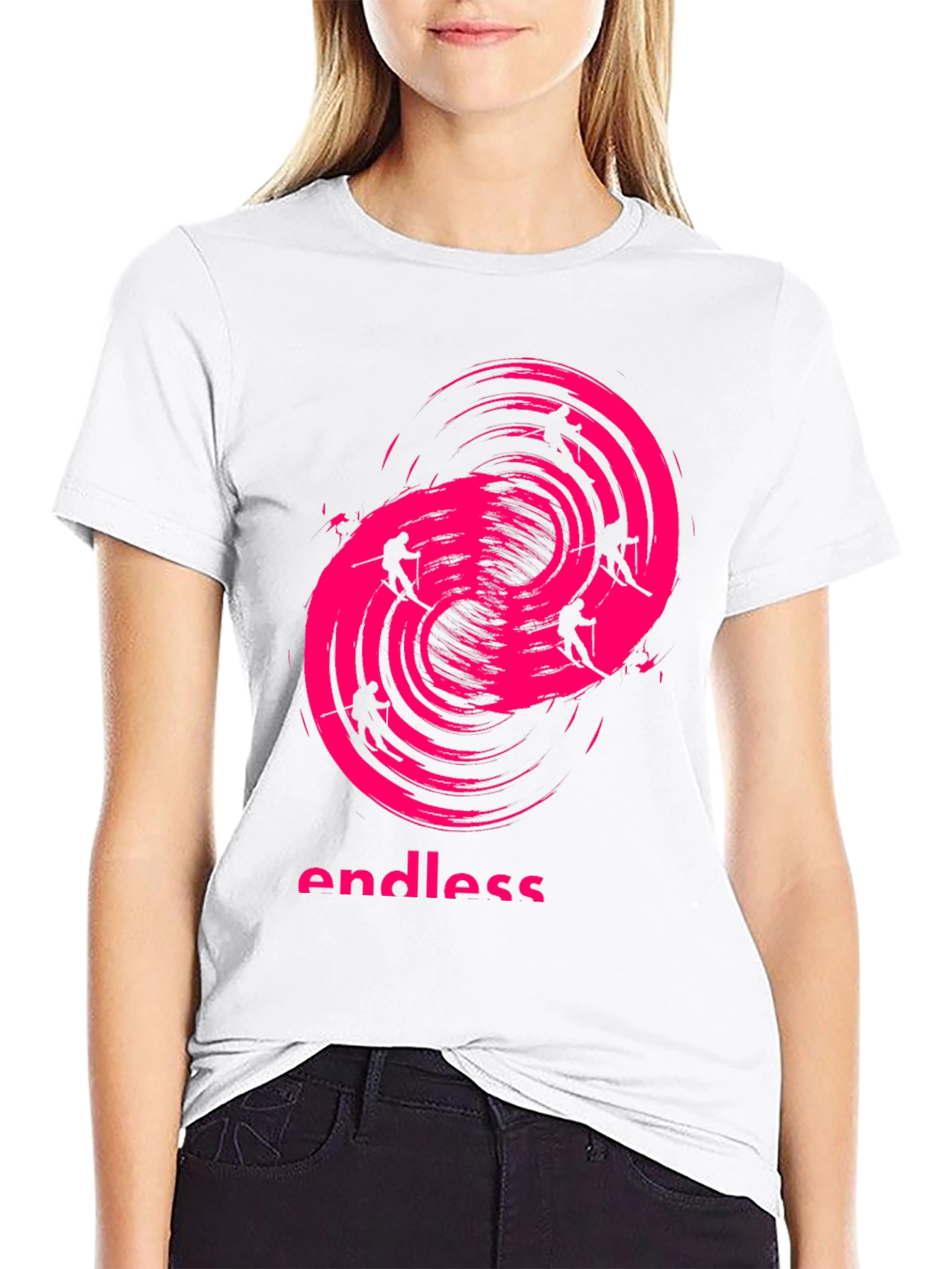 Endless Skiing Graphic Tee - Black Cotton Shirt