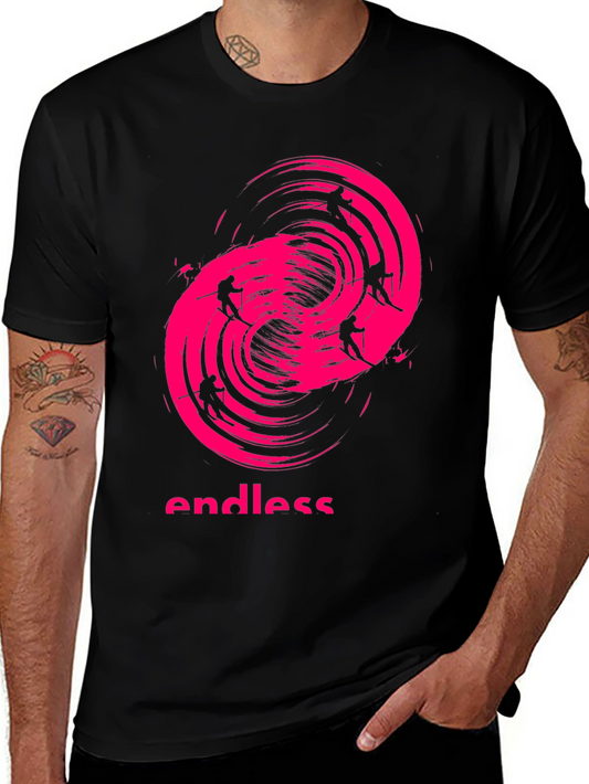 Endless Skiing Graphic Tee - Black Cotton Shirt