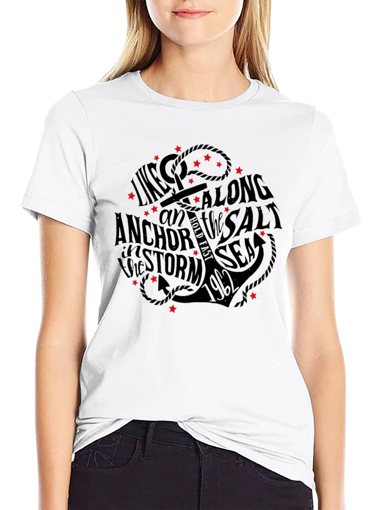 Anchor & Sea Graphic Print T-Shirt