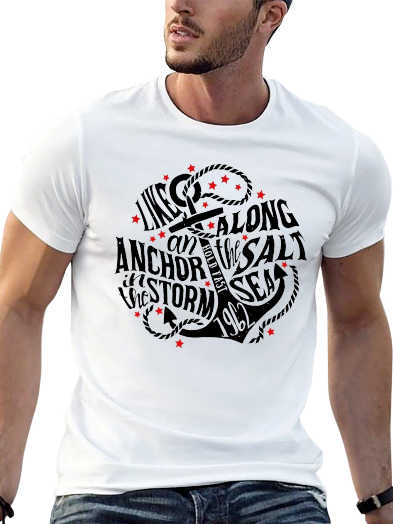 Anchor & Sea Graphic Print T-Shirt