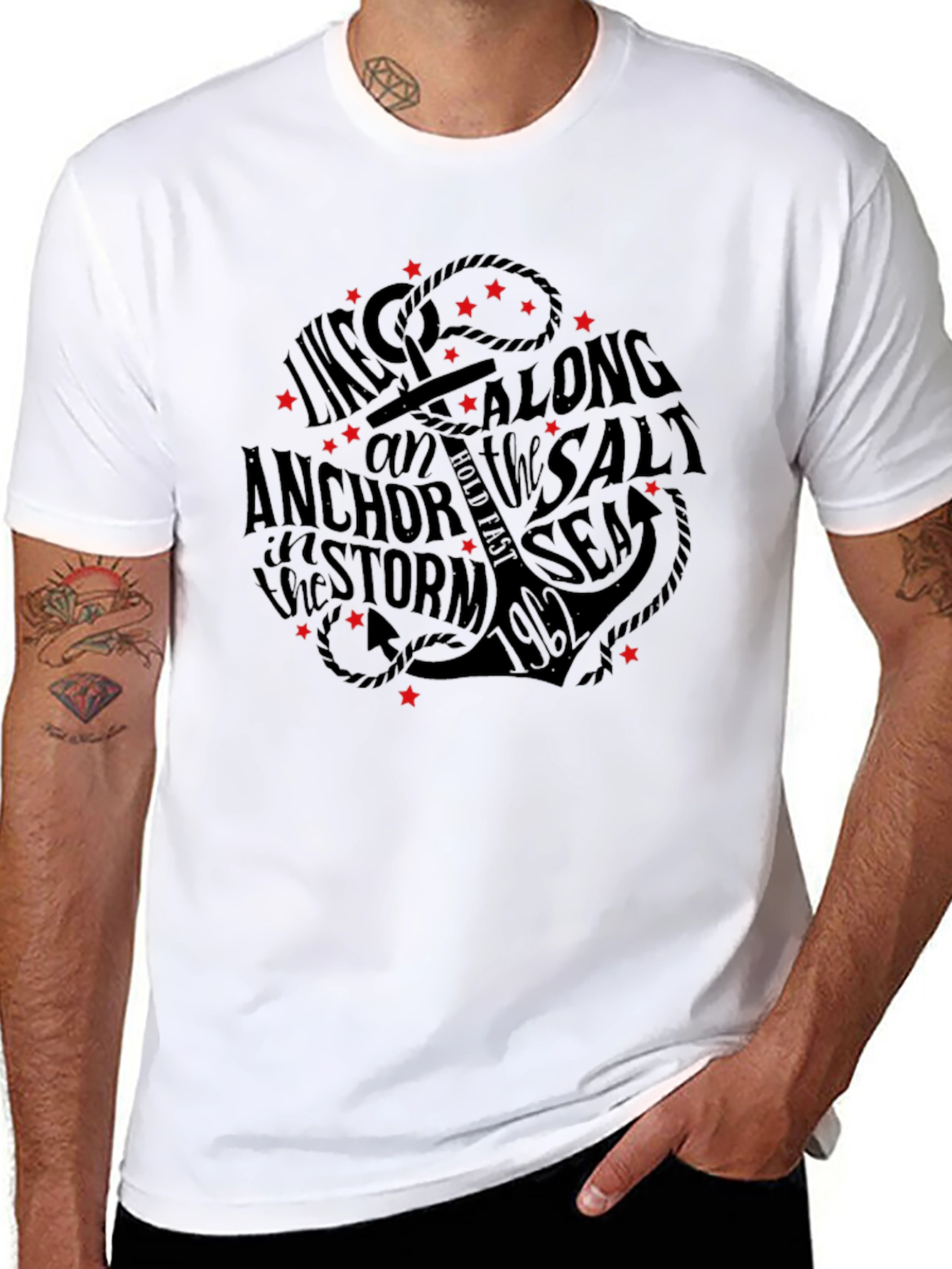 Anchor & Sea Graphic Print T-Shirt